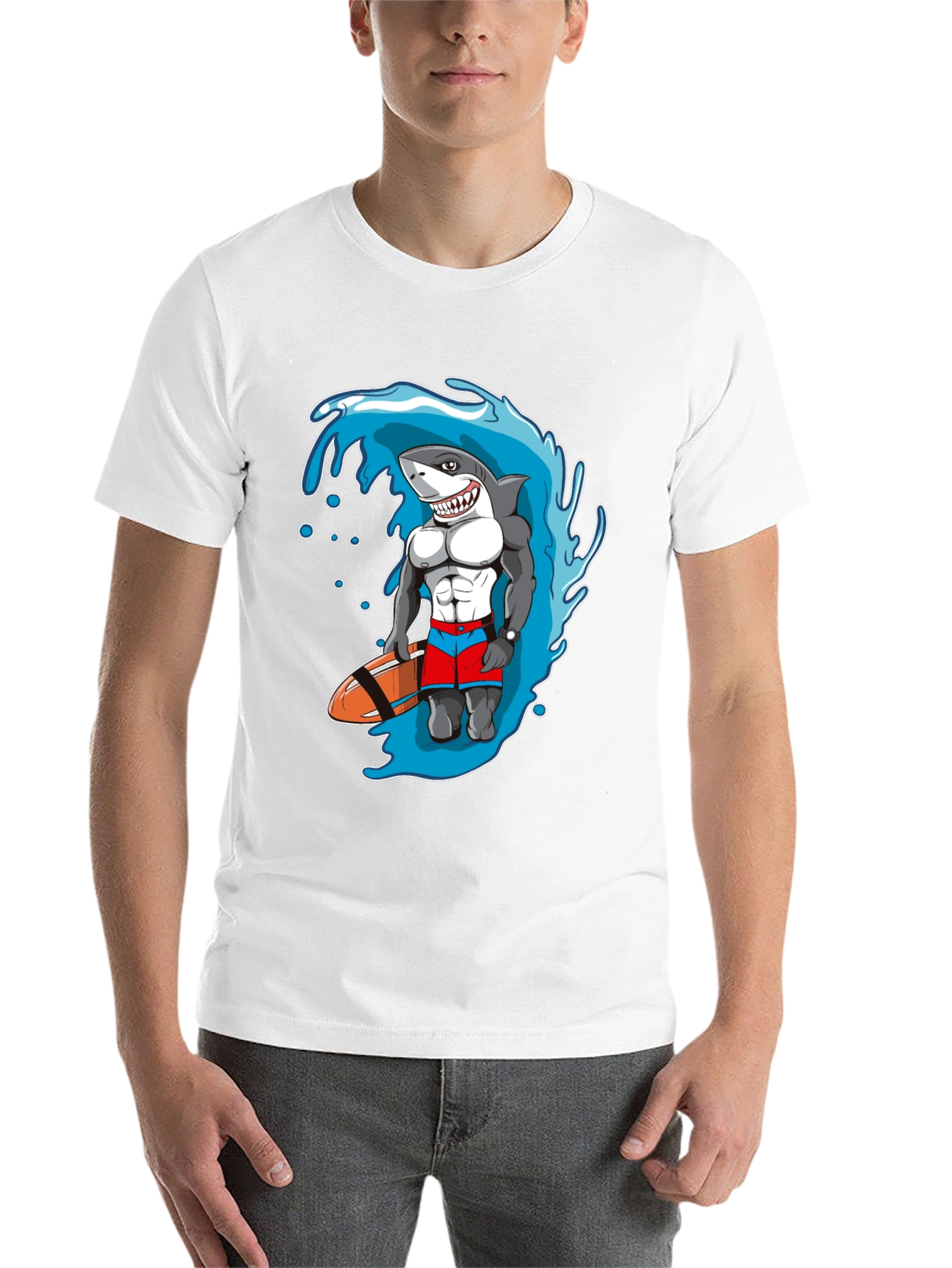 Black Shark Lifeguard Black T-Shirt, Funny Cartoon Design view 14