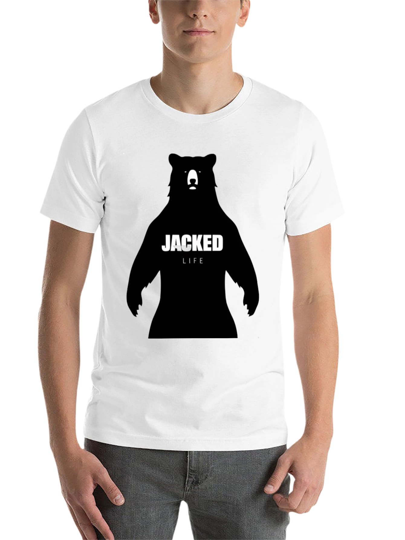 Black Jacked Life Bear Graphic T-Shirt - Black view 14