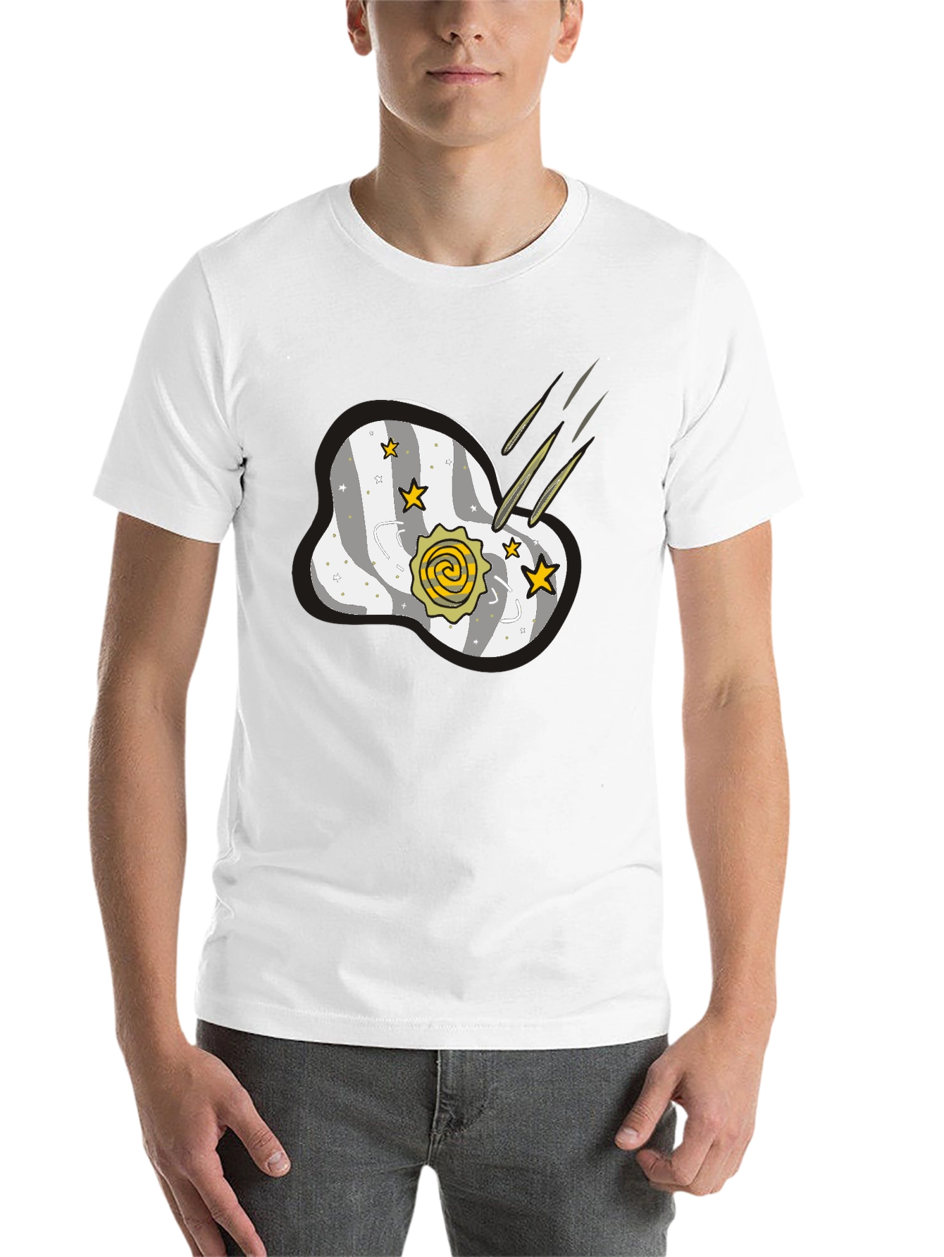 Black Cosmic Meteor Shower Graphic T-Shirt view 14