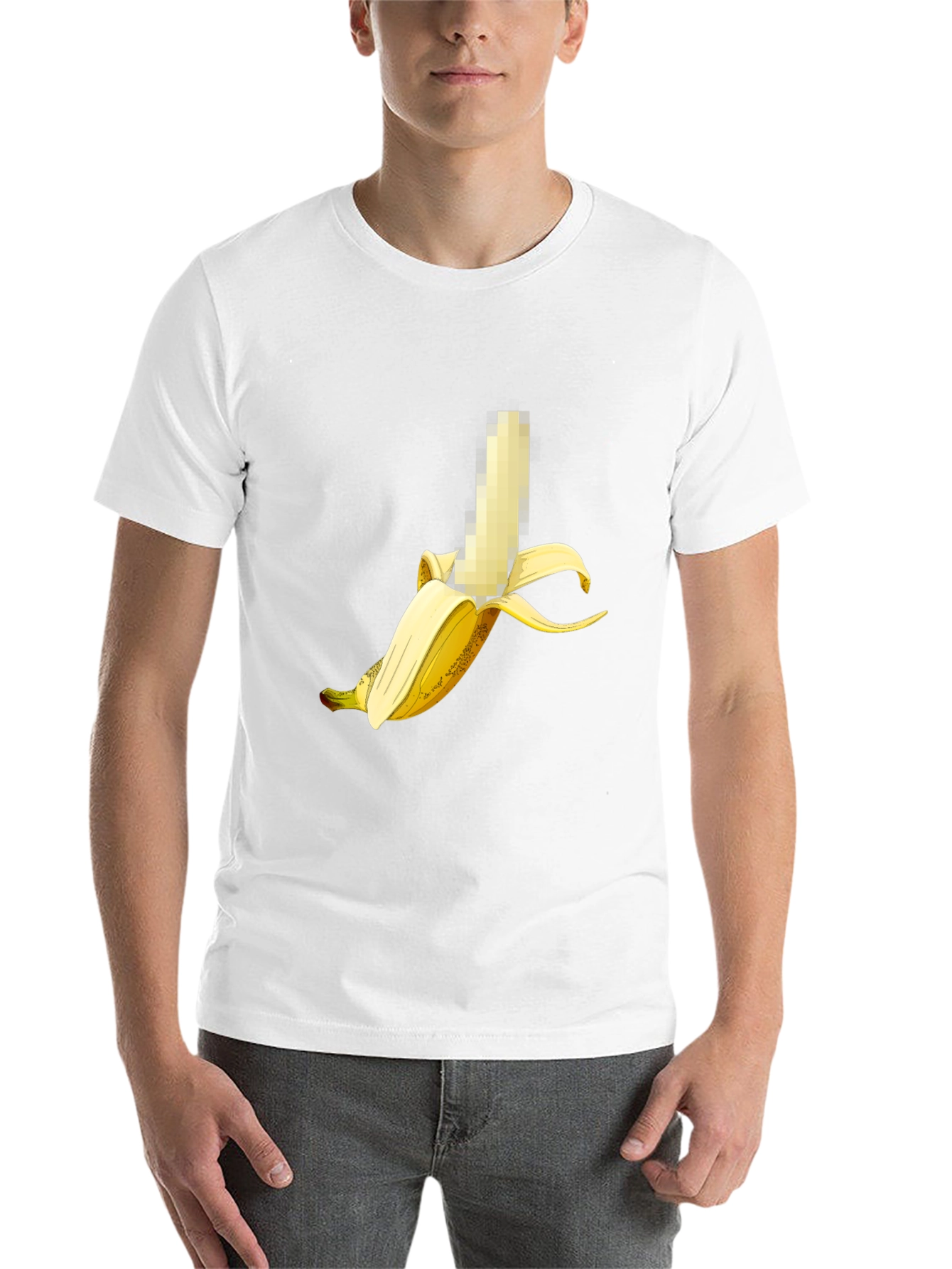 Black Censored Banana Graphic Tee - Unisex Black T-Shirt view 14