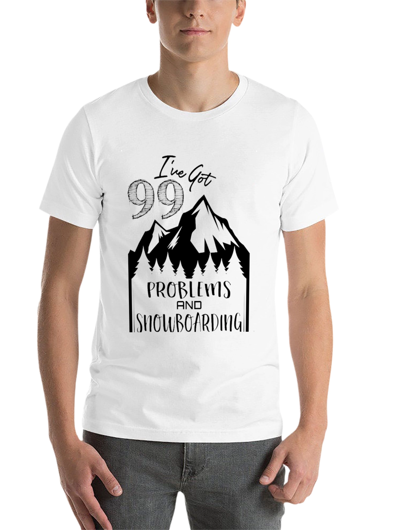 Black I've Got 99 Problems Snowboarding T-Shirt view 14
