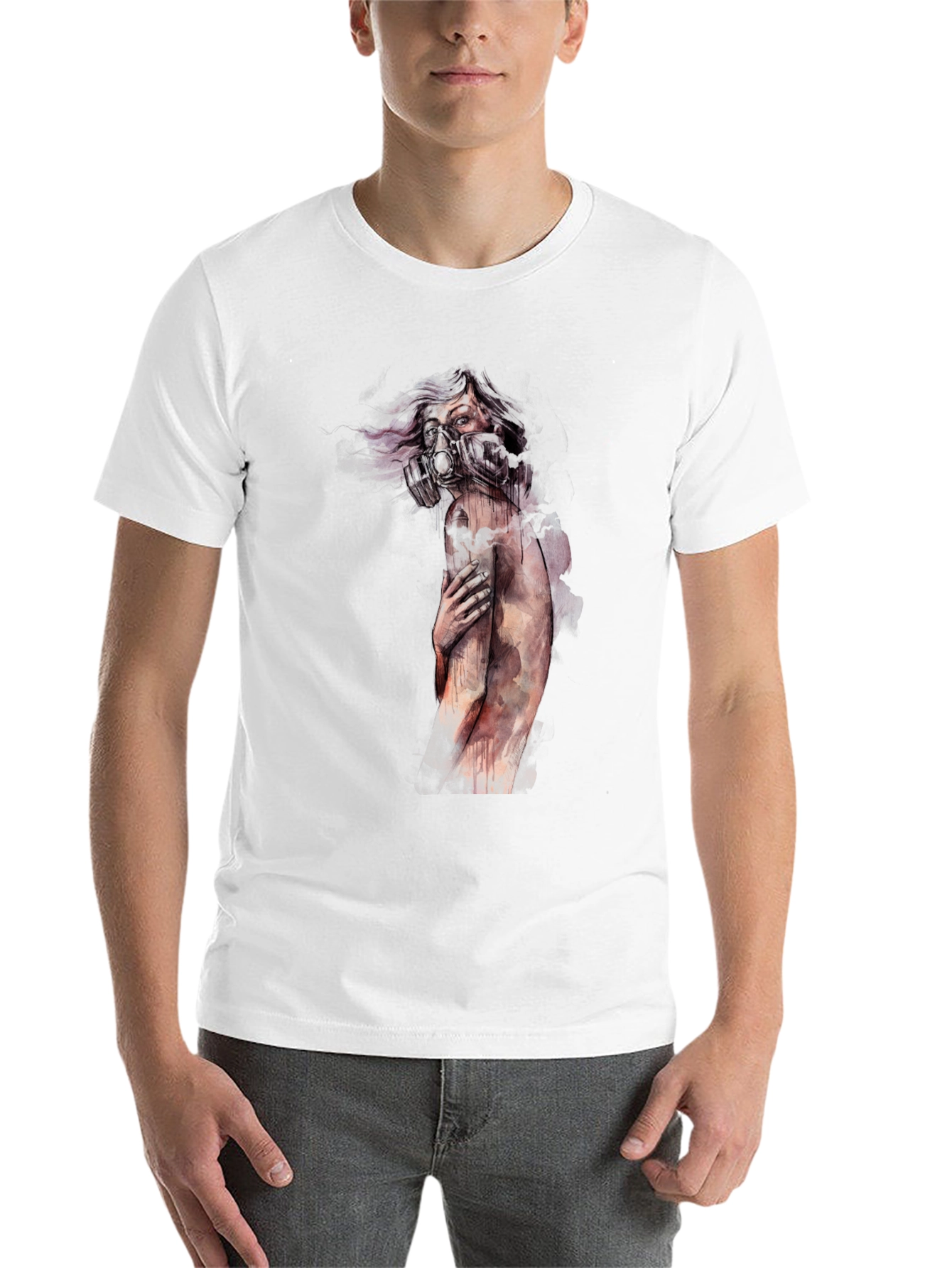 Black Unique Graphic Tee - Apocalyptic Watercolor Design view 14
