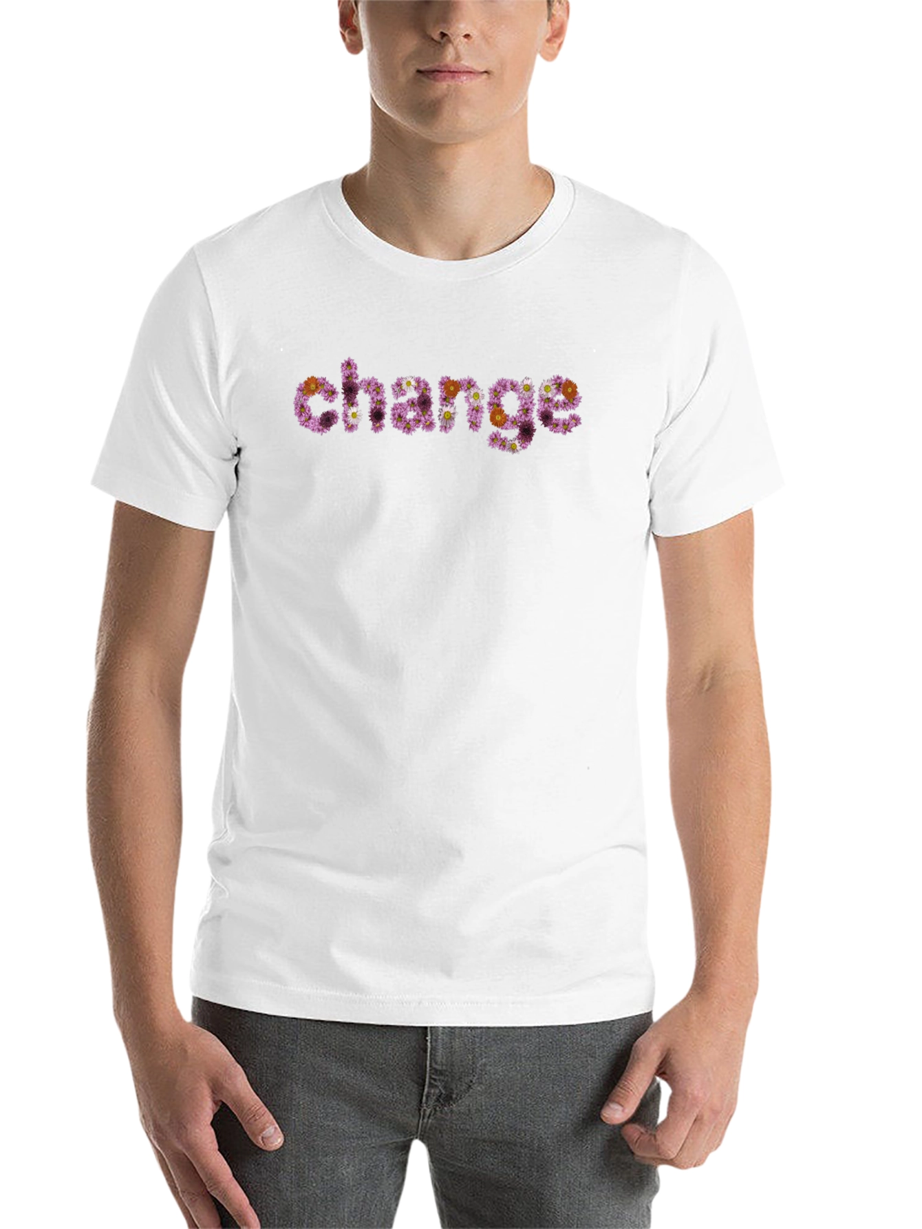 Black Floral "Change" Graphic Tee - Unique Statement Shirt view 14