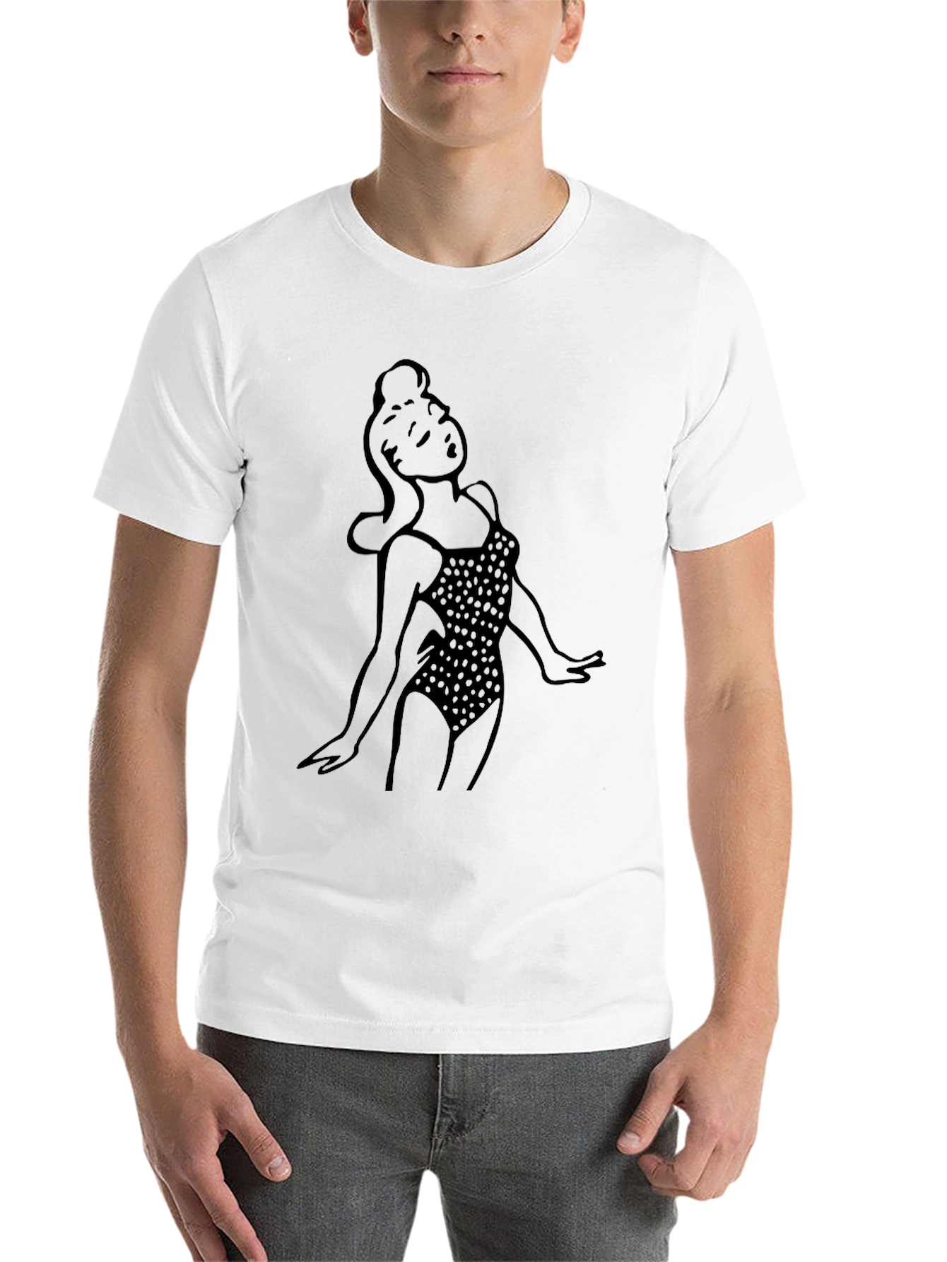 Black Retro Pin-Up Girl Black T-Shirt view 14
