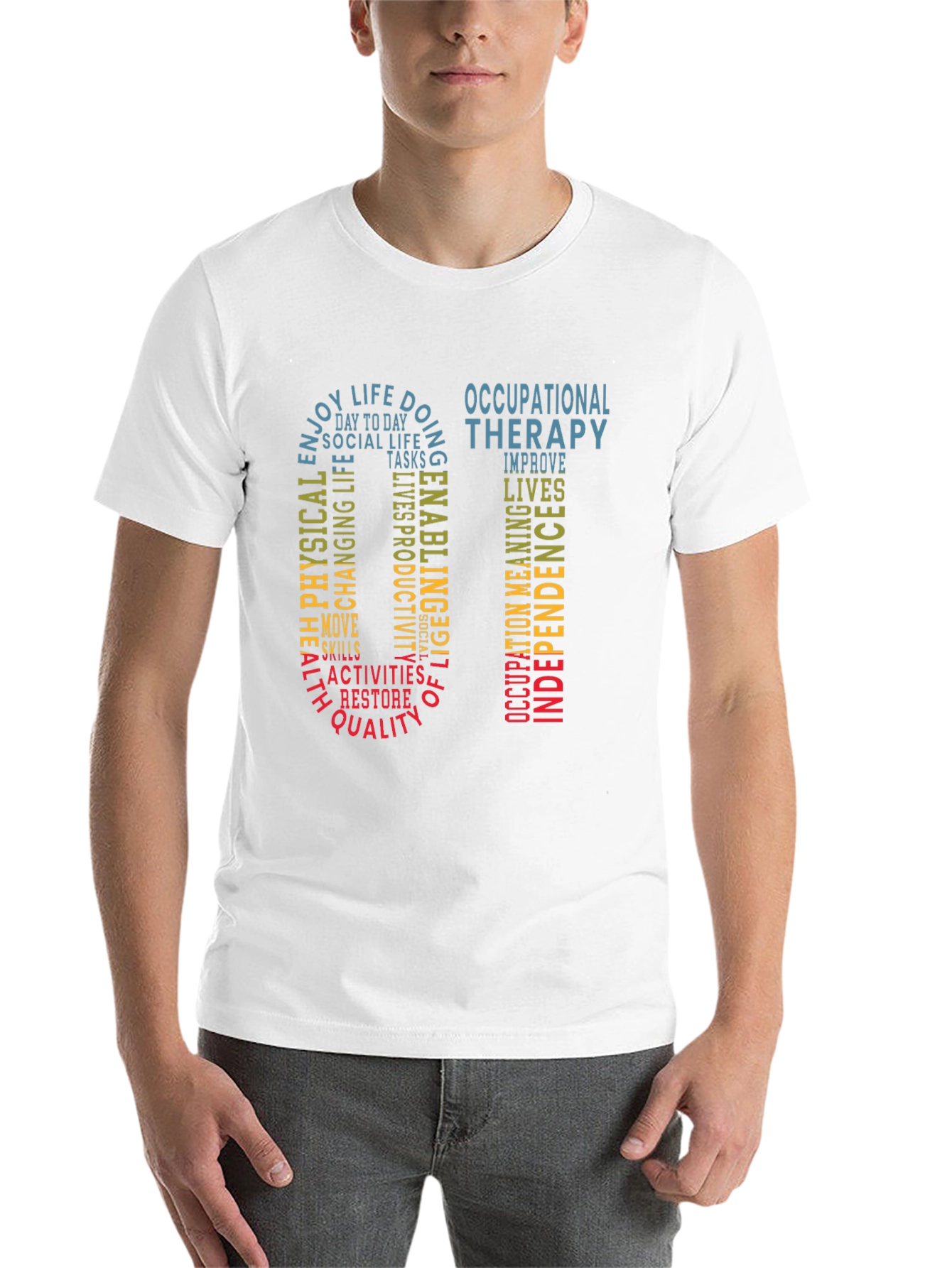 Black Occupational Therapy Word Art T-Shirt view 14
