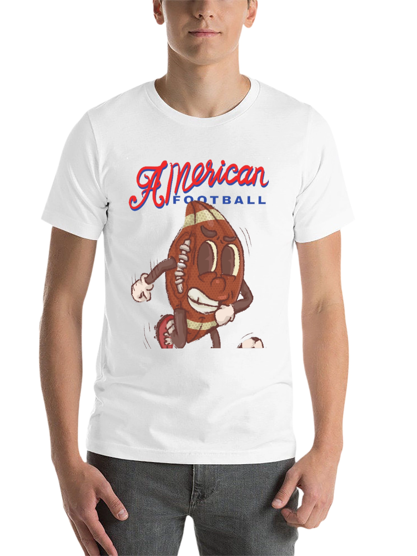 Black American Football Cartoon Tee view 14