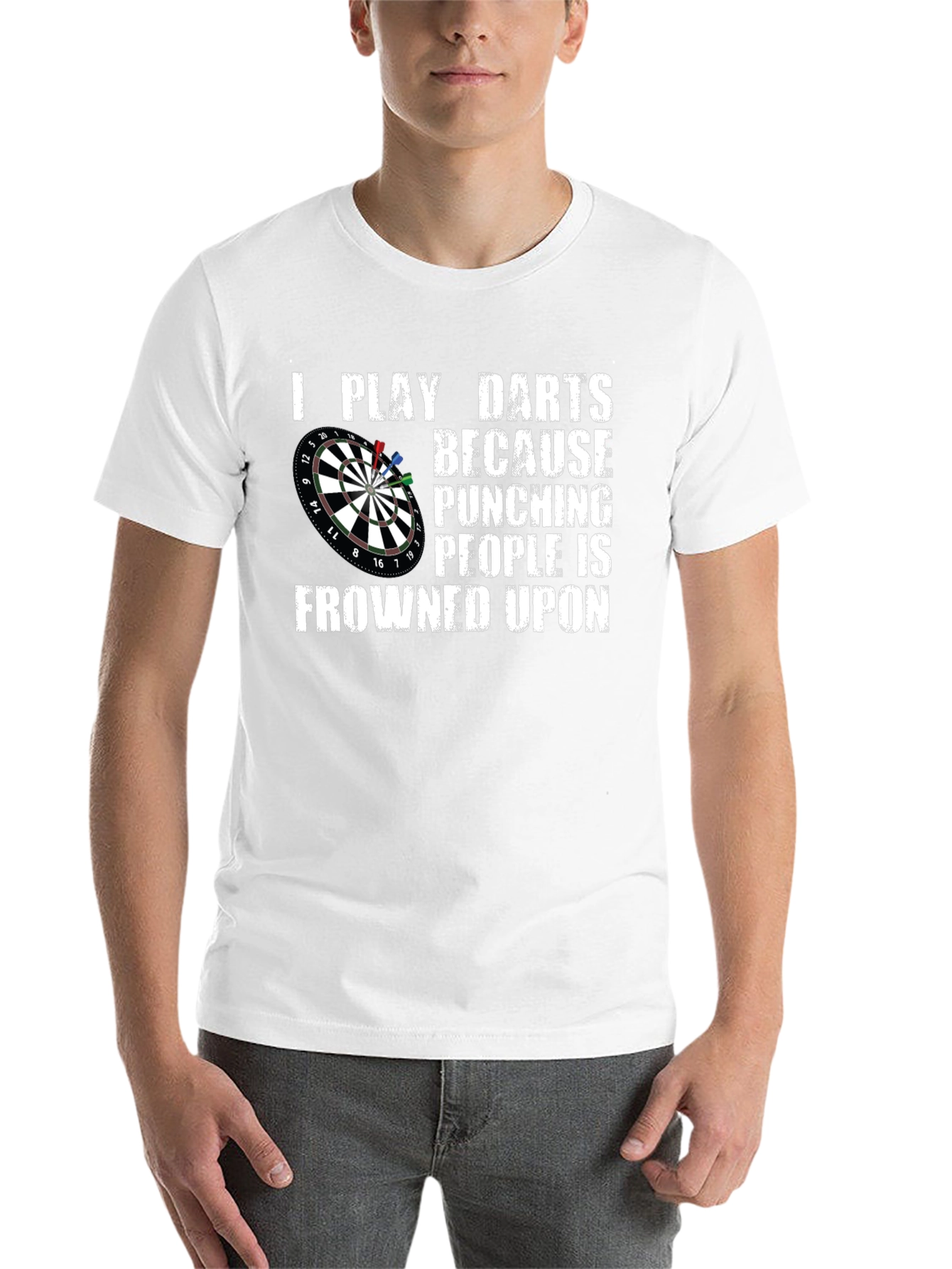 Black Funny Darts T-Shirt - Punching People is Frowned Upon view 14