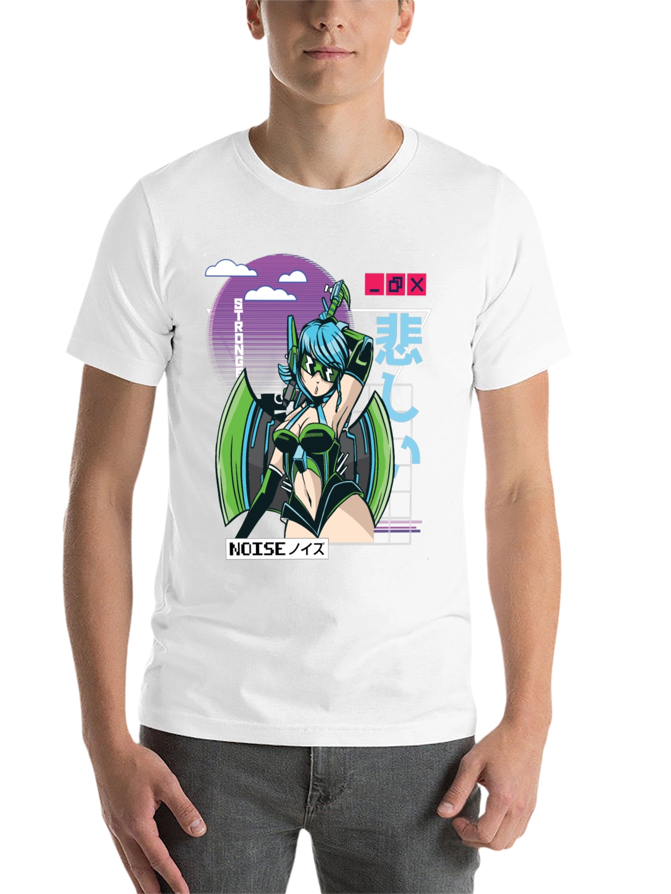 Black Anime Girl Graphic T-Shirt - Black Cotton Tee view 14