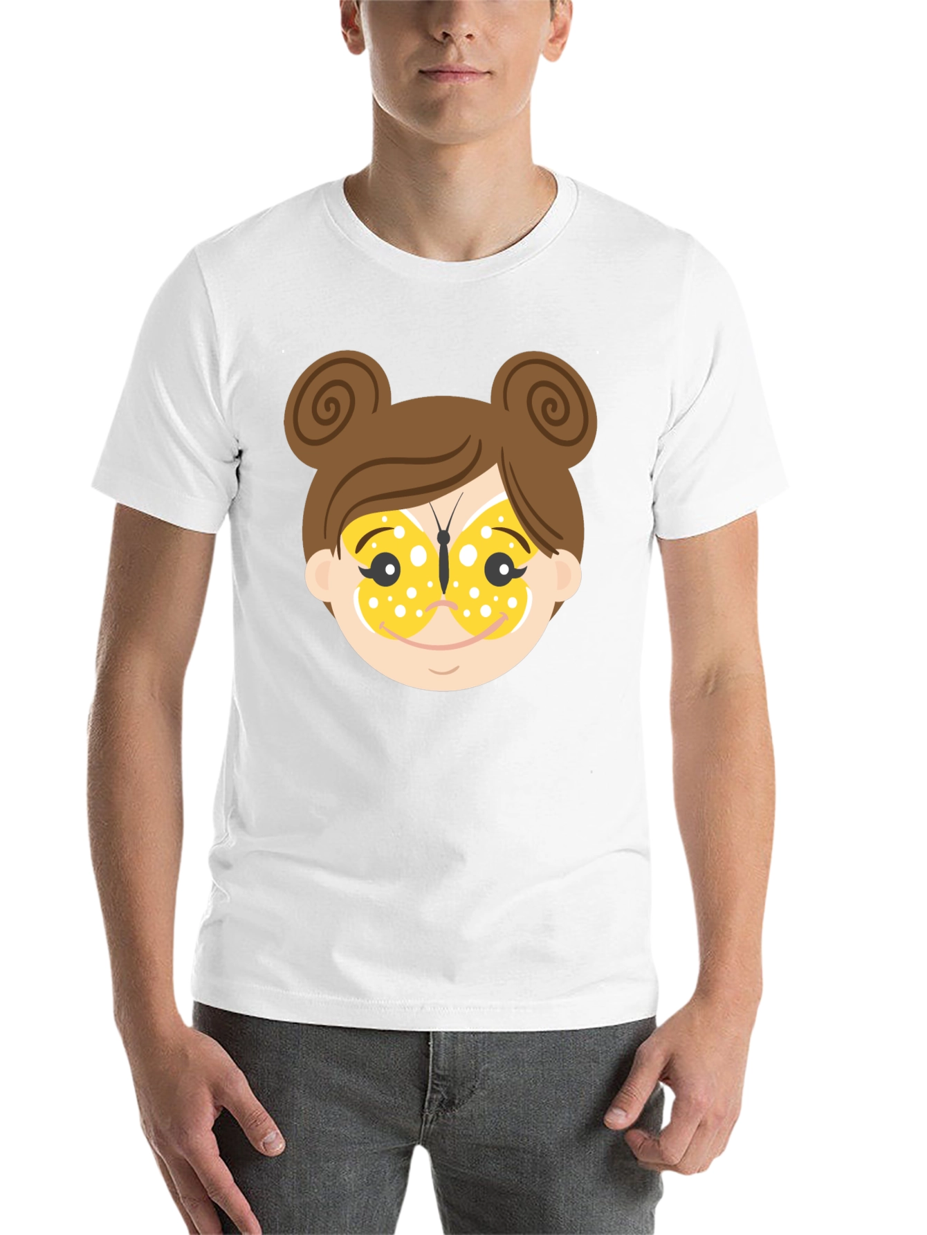 Black Cartoon Girl Face T-Shirt view 14