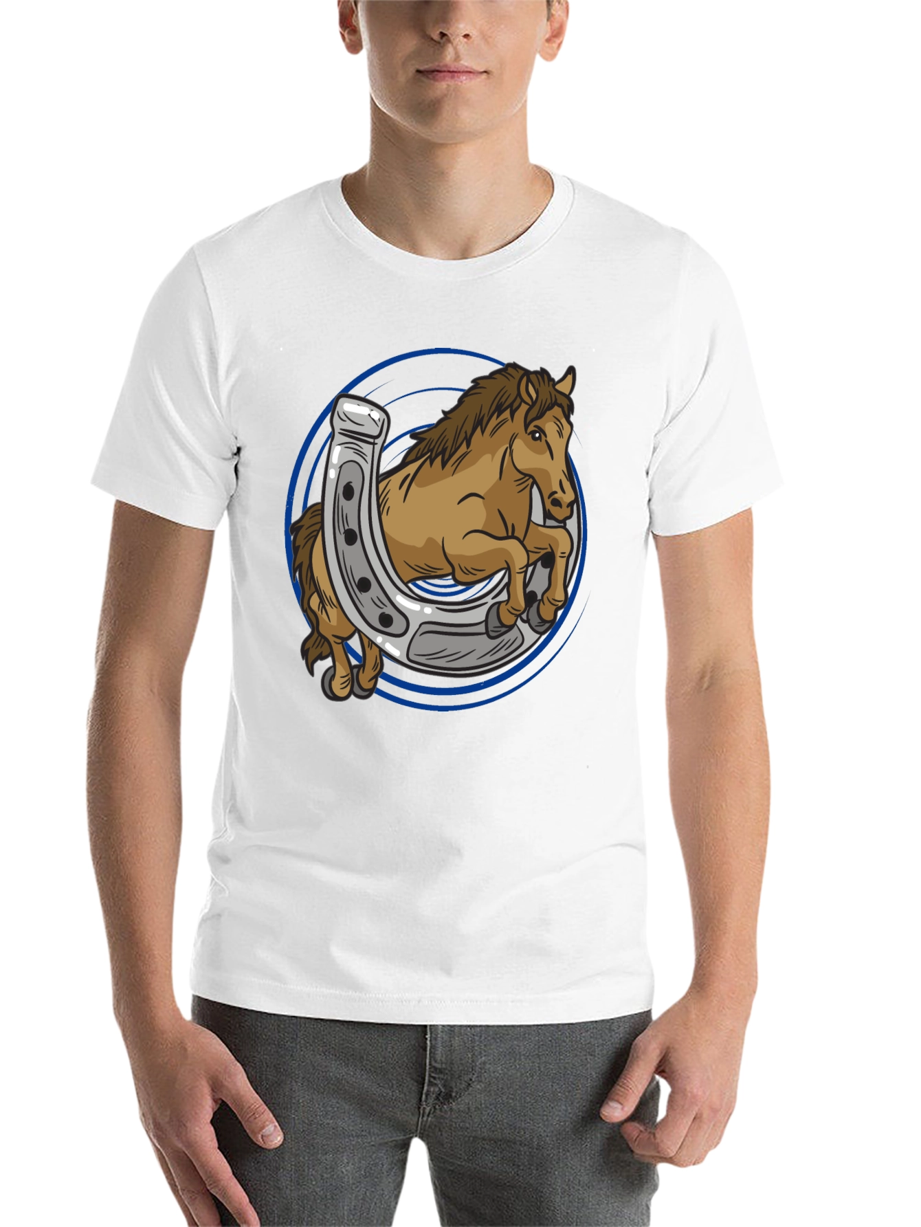 Black Horse and Horseshoe Graphic T-Shirt view 14
