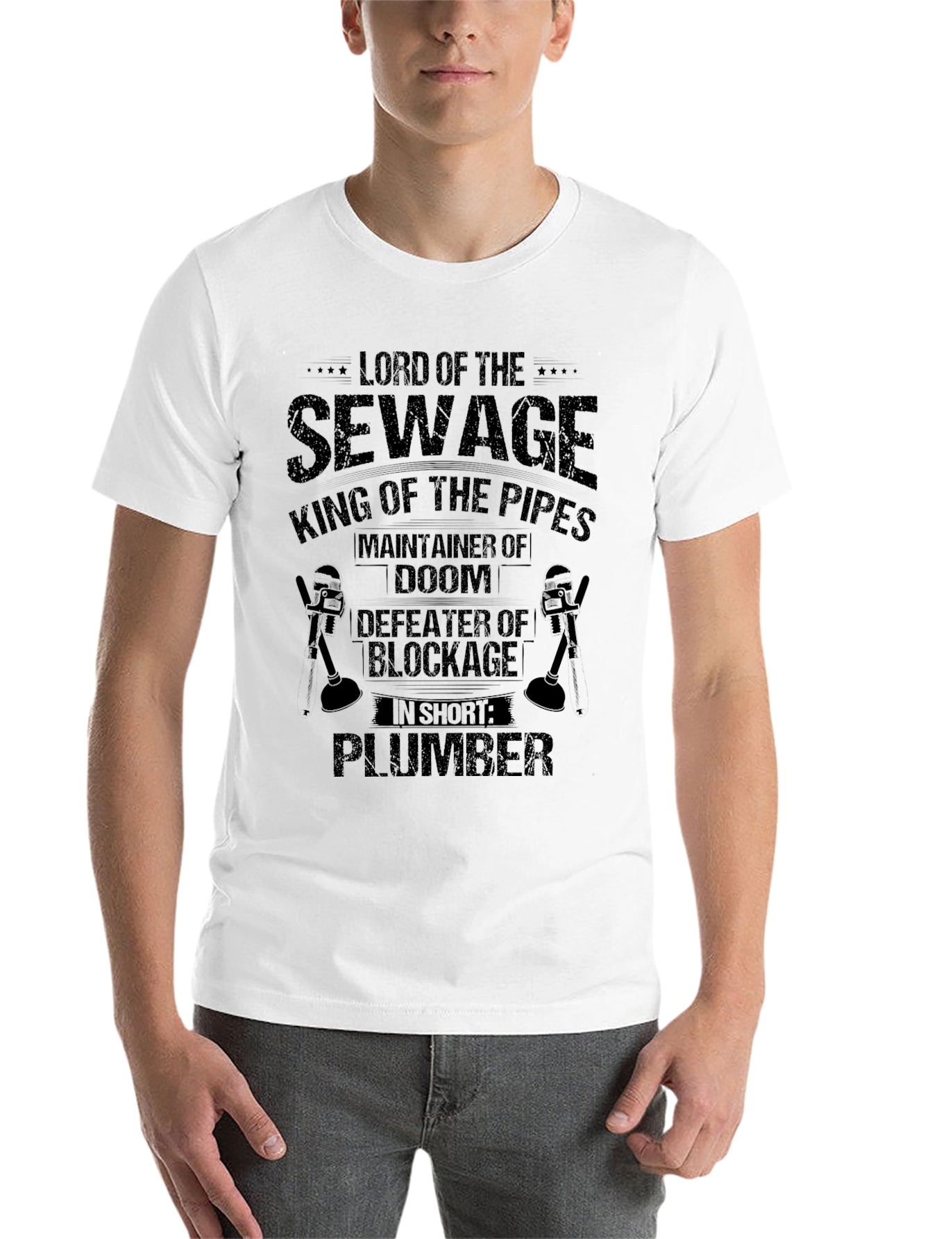 Black Lord of Sewage Plumber Graphic T-Shirt view 14
