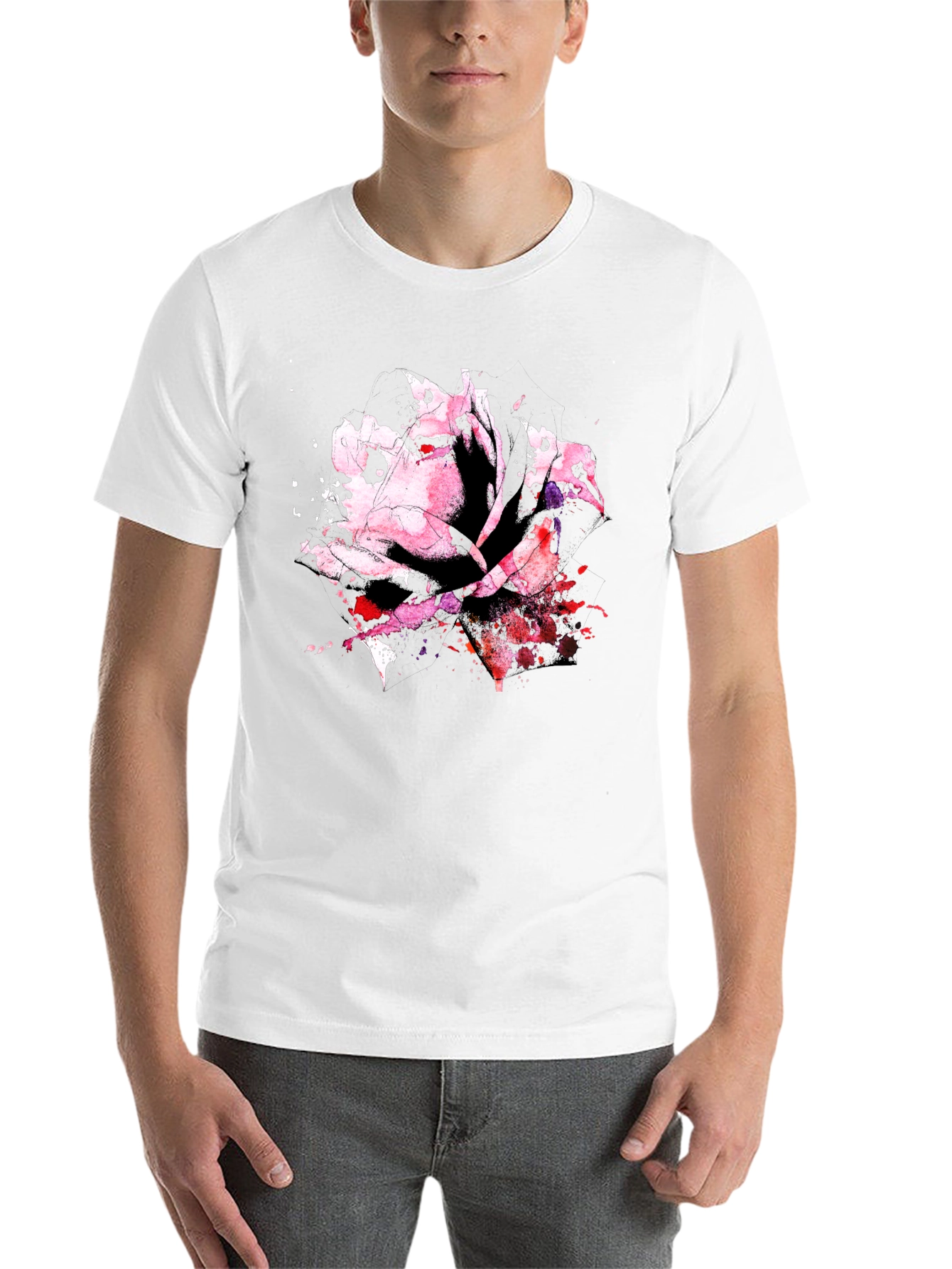 Black Rose Watercolor Black T-Shirt view 14