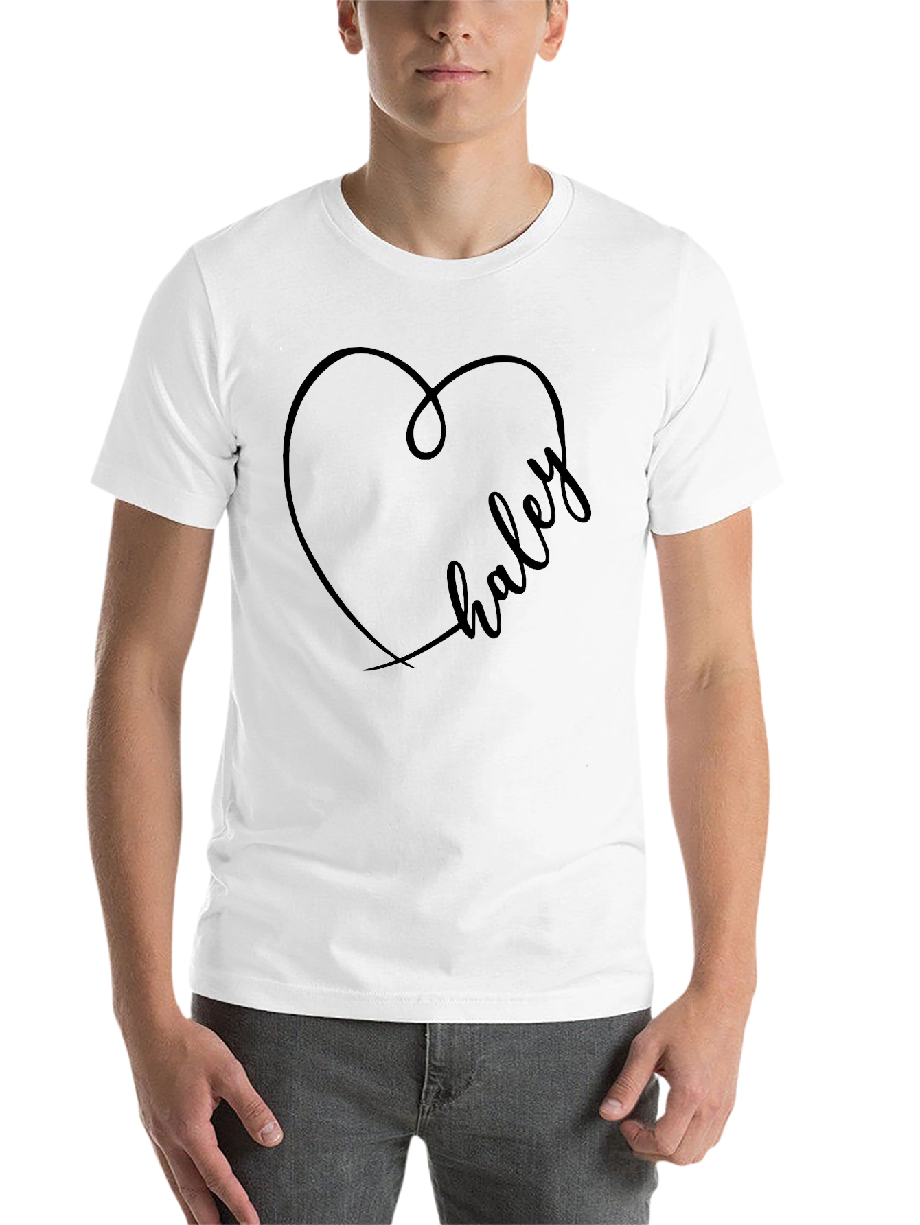 Black Haley Heart Graphic Tee - Stylish Custom Name Shirt view 14
