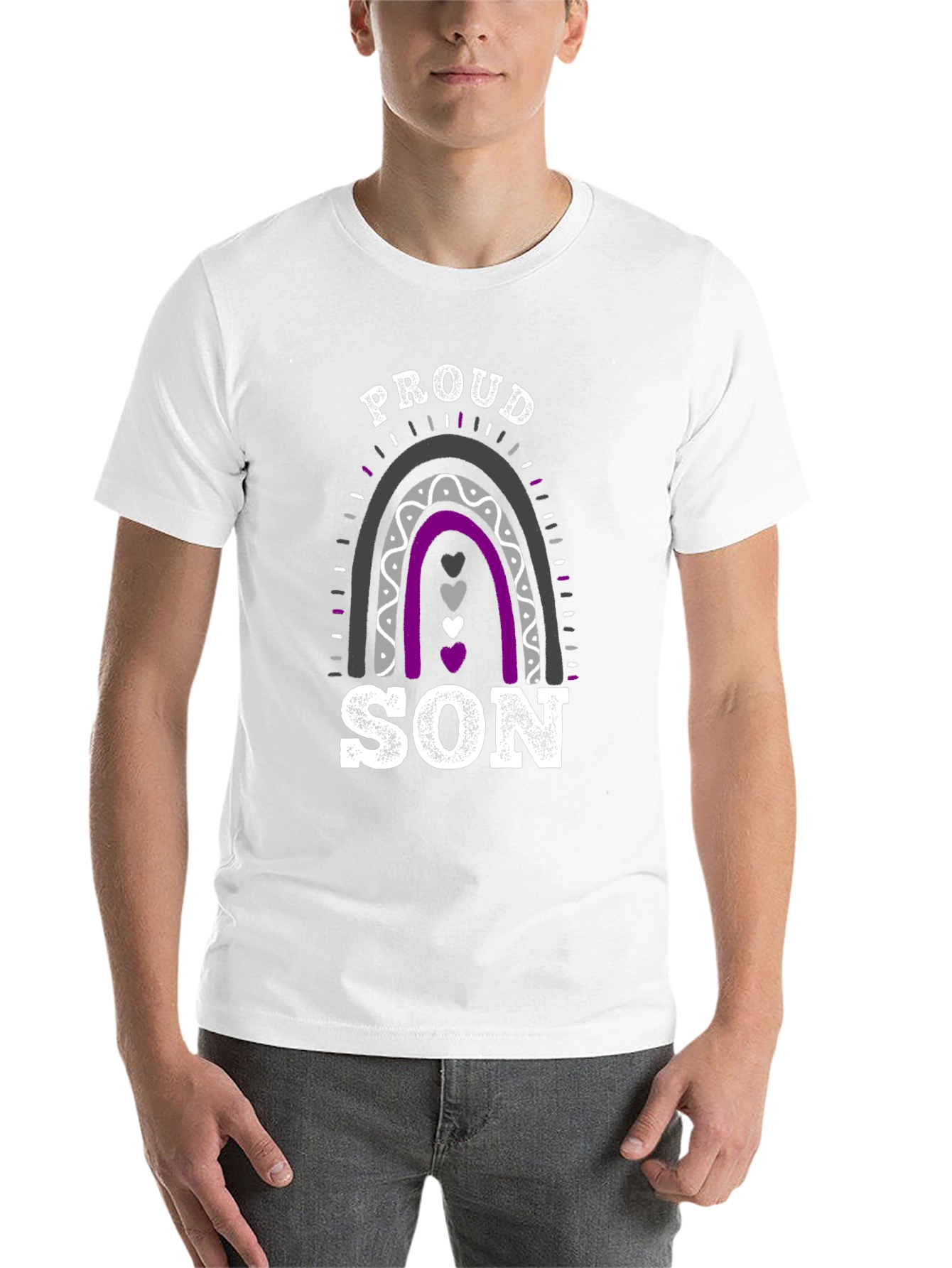 Black Proud Son Asexual Pride T-Shirt view 14