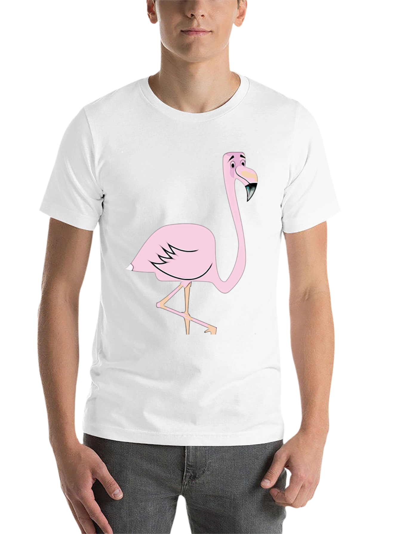 Black Fun Flamingo Graphic Tee - Black Cotton Blend Shirt view 14