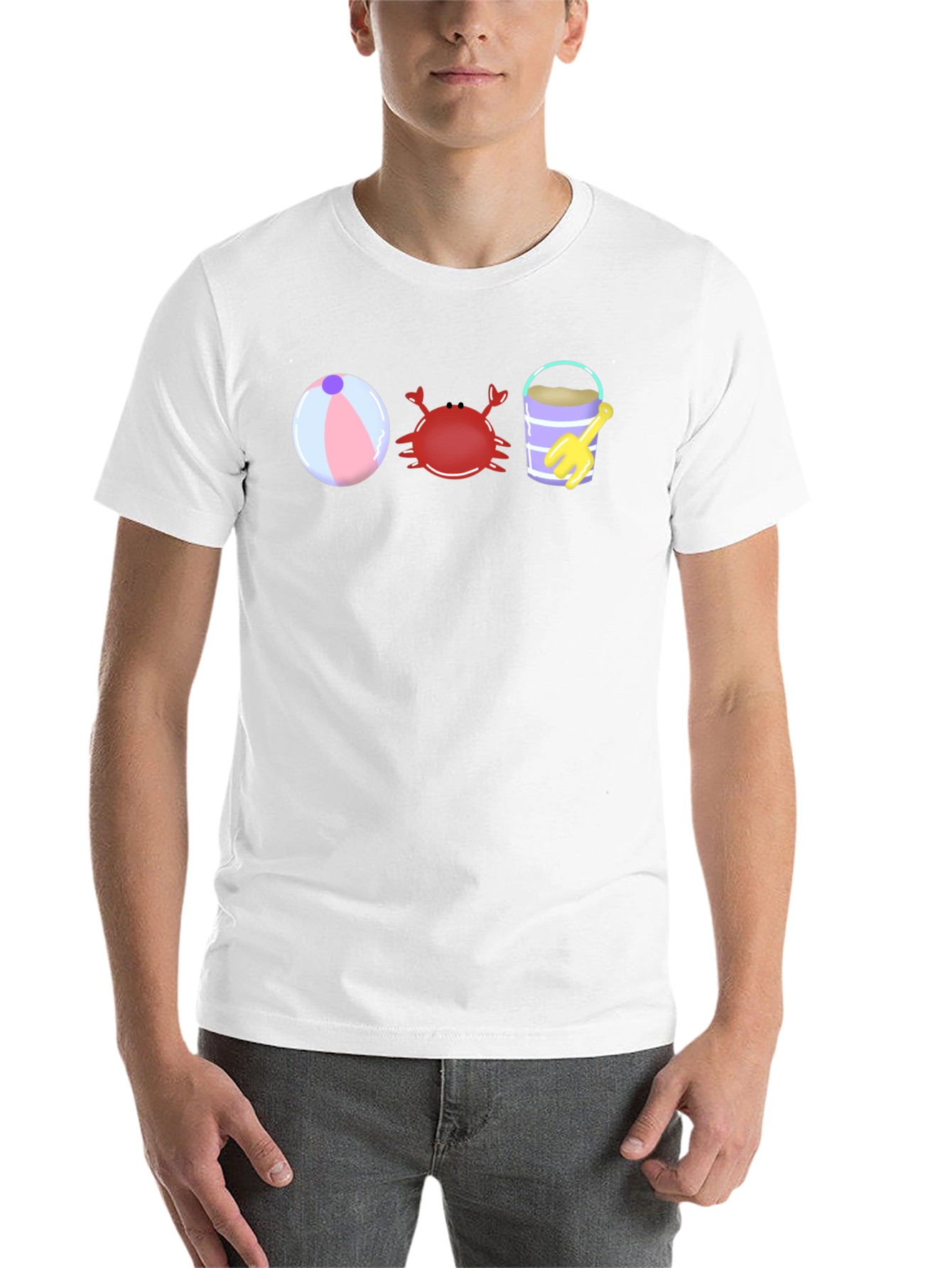 Black Beach Fun T-Shirt - Crab, Bucket, and Ball view 14