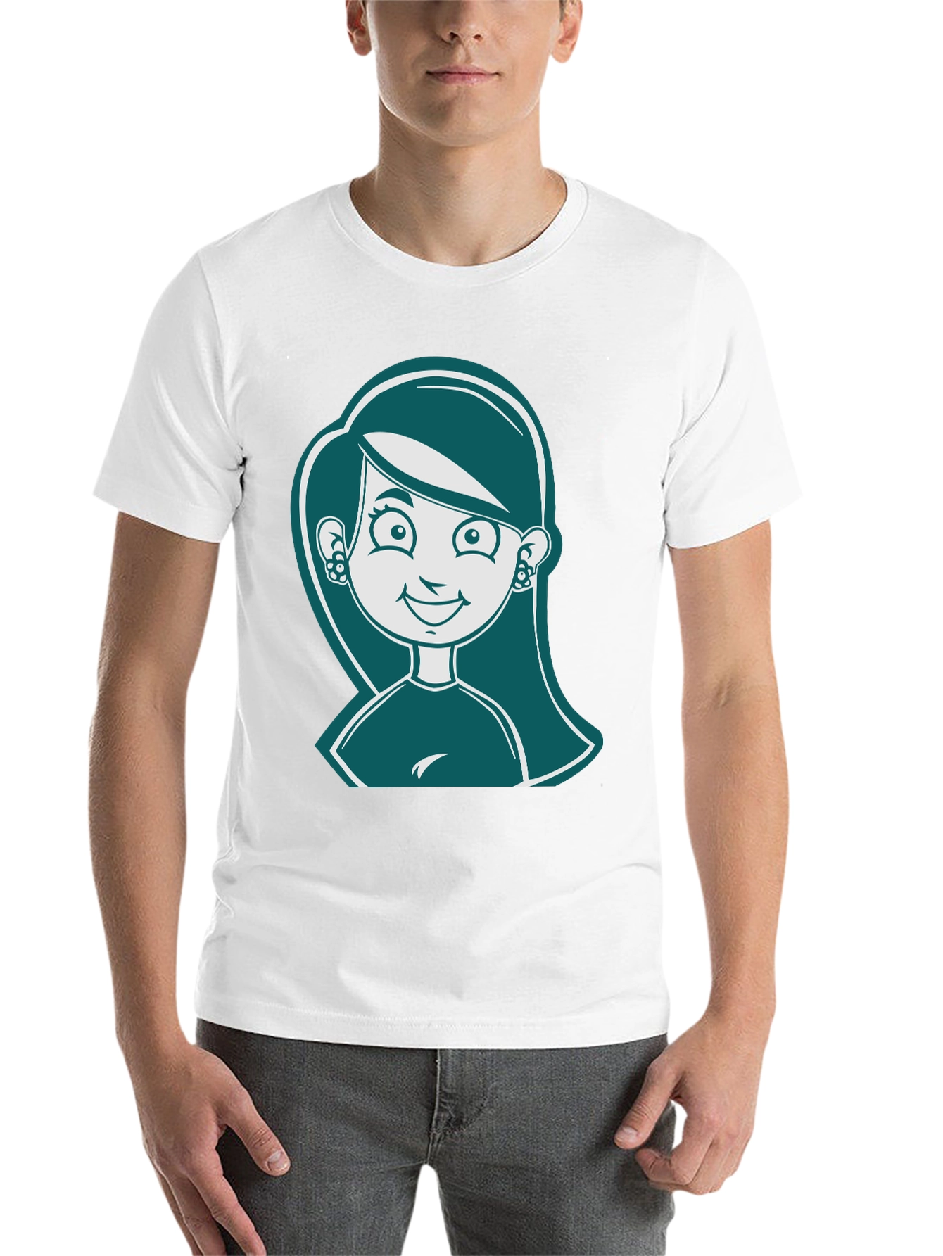 Black Cartoon Girl Graphic Print Black T-Shirt view 14