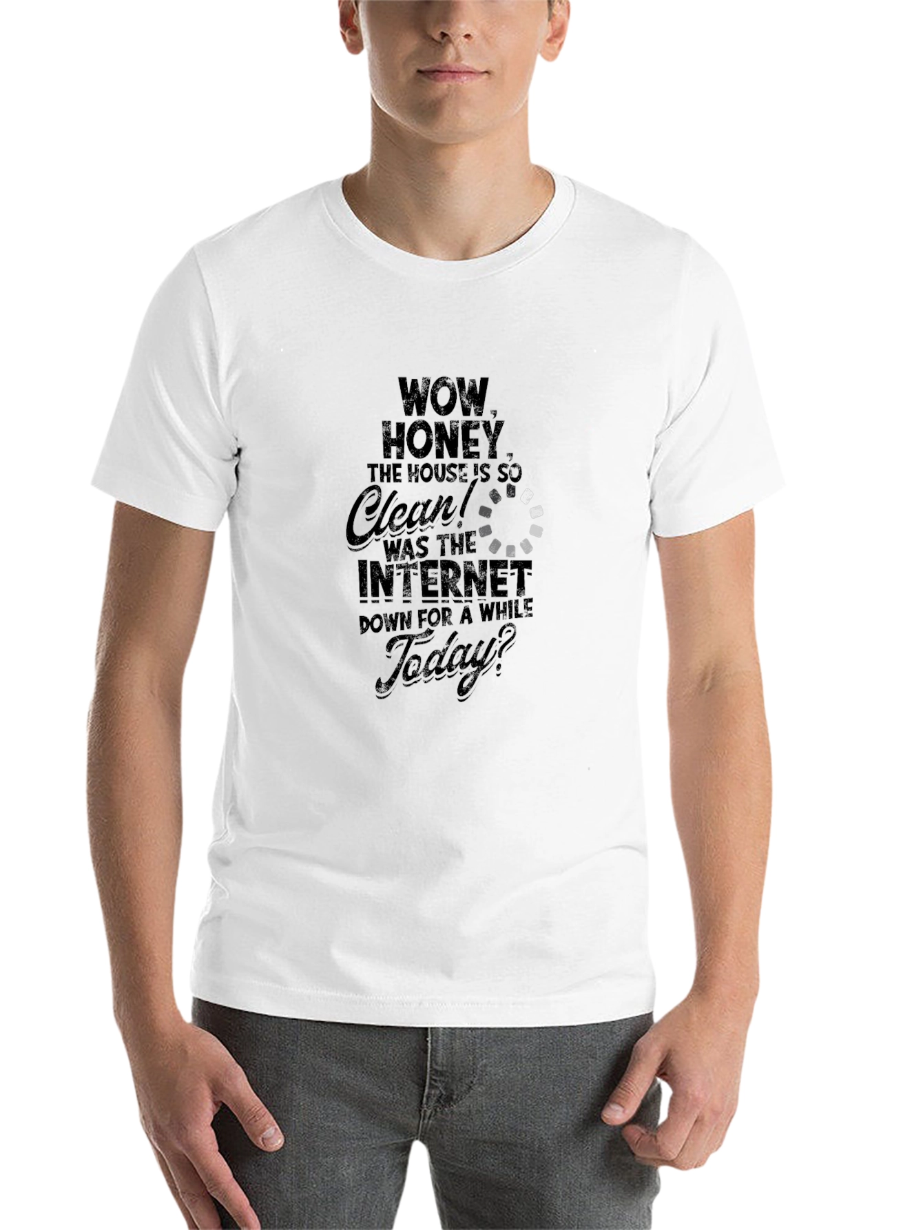 Black Funny Internet Down House Clean Men's T-Shirt view 14