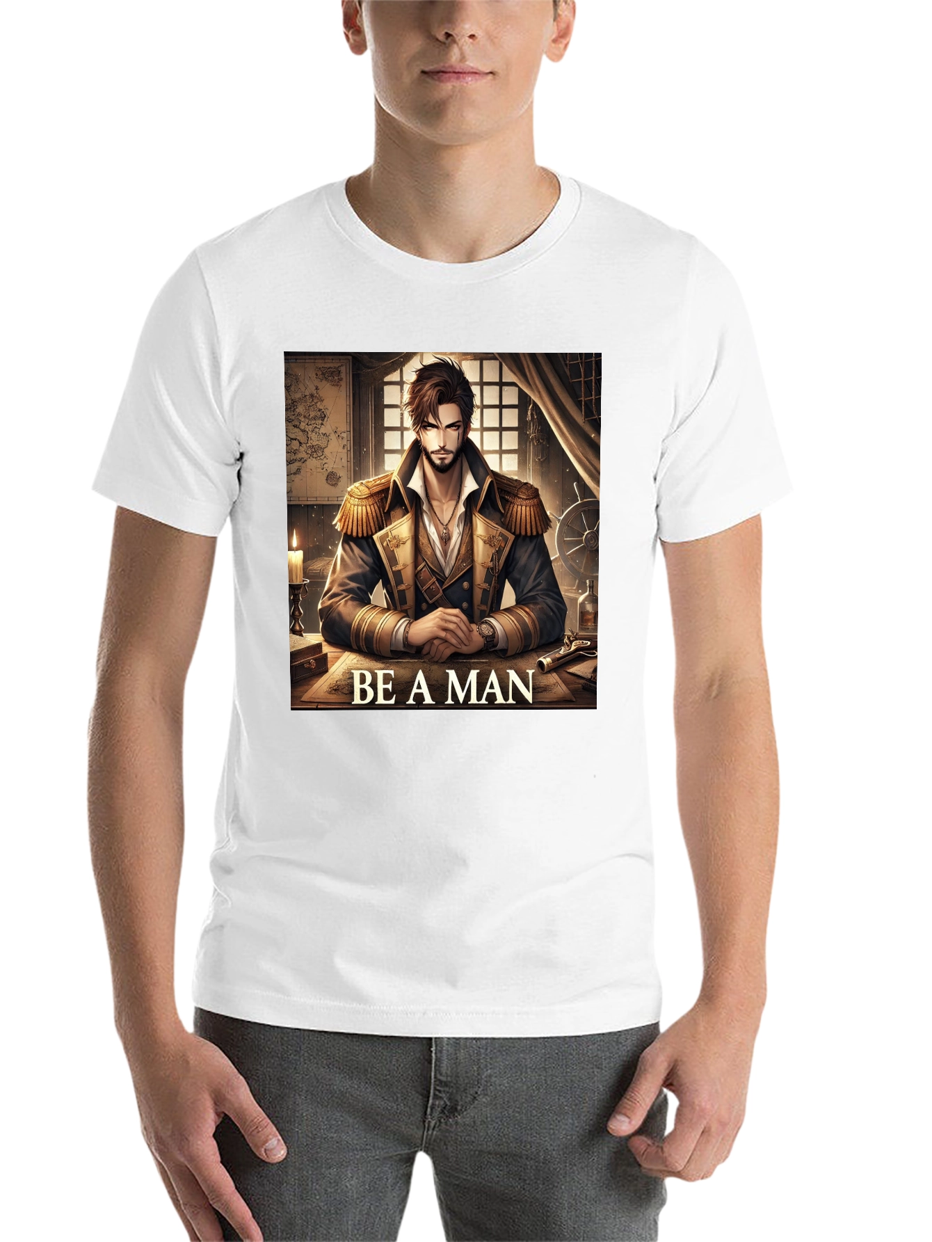 Black Be A Man Pirate Captain T-Shirt view 14