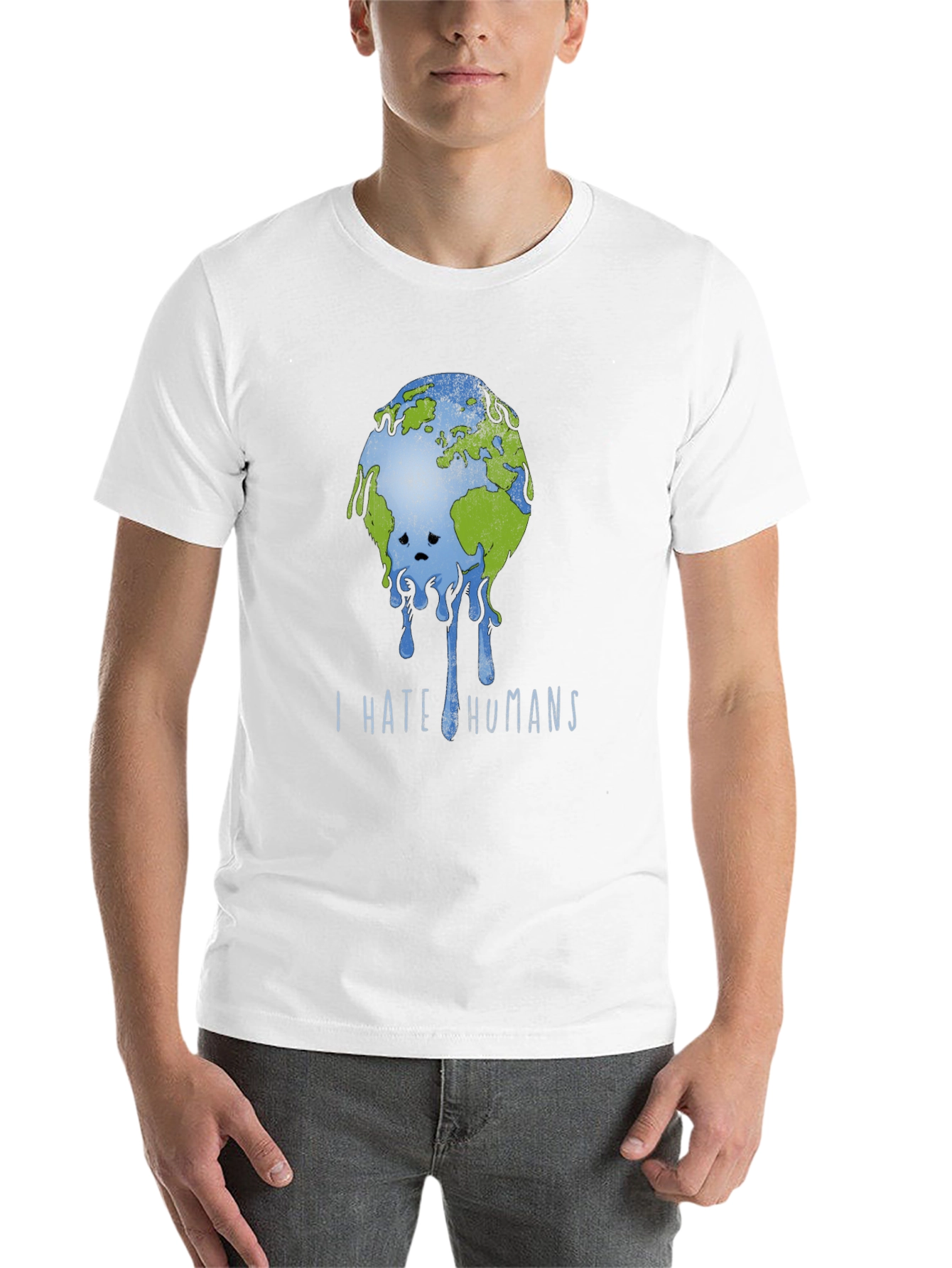 Black I Hate Humans Earth Graphic T-Shirt view 14