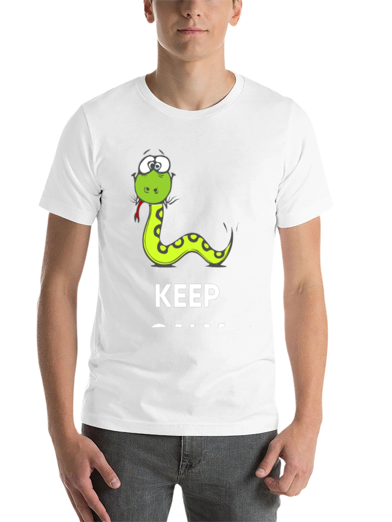 Black Funny Snake Keep Calm Men's T-Shirt view 14