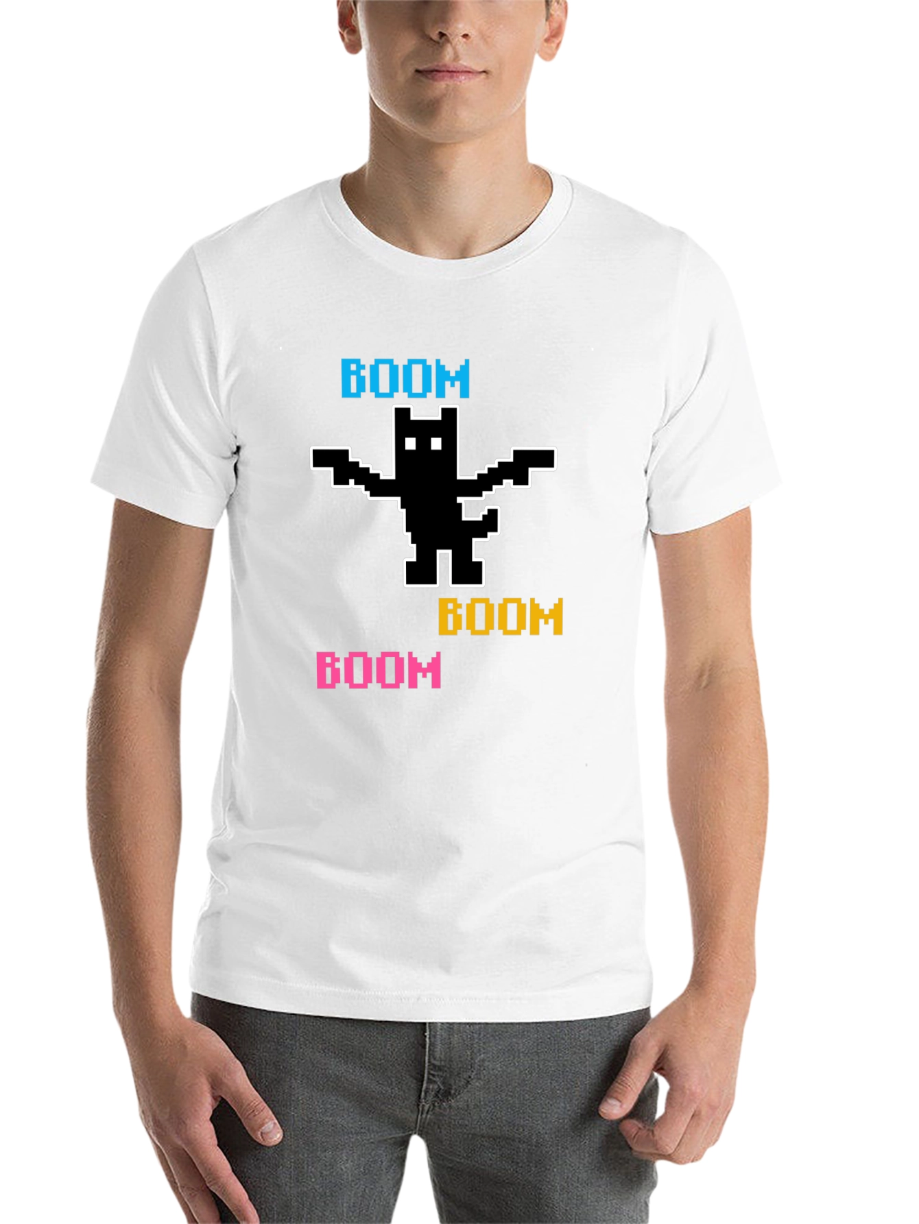 Black Pixelated BOOM Cat T-Shirt view 14