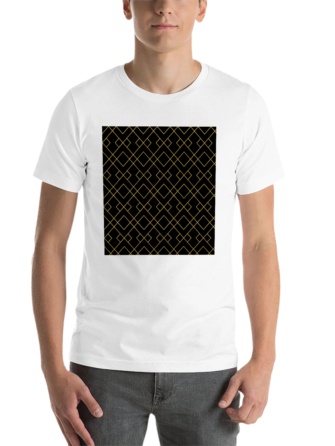 Black Geometric Pattern Black T-Shirt view 14