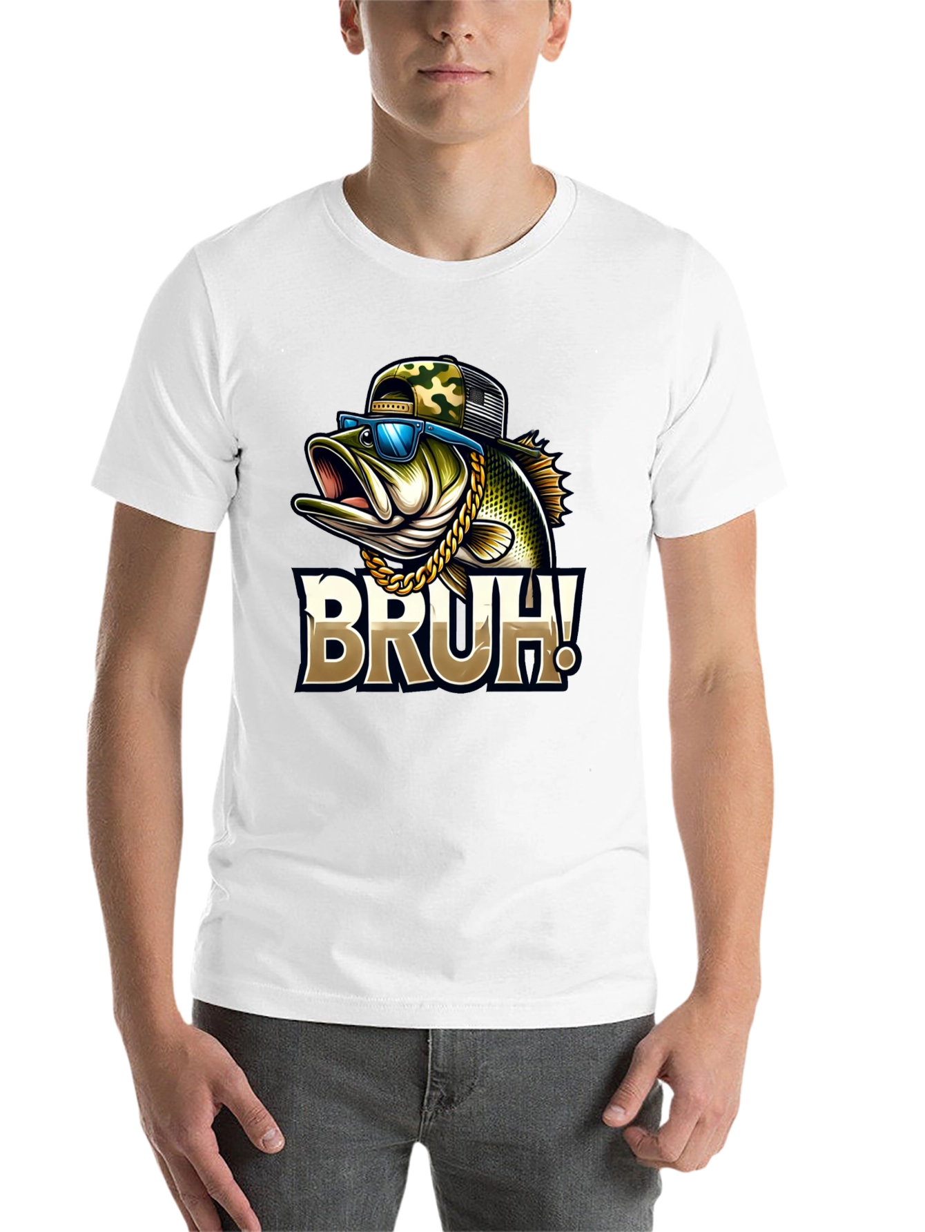 Black Bruh Fishing Bass Graphic T-Shirt view 14