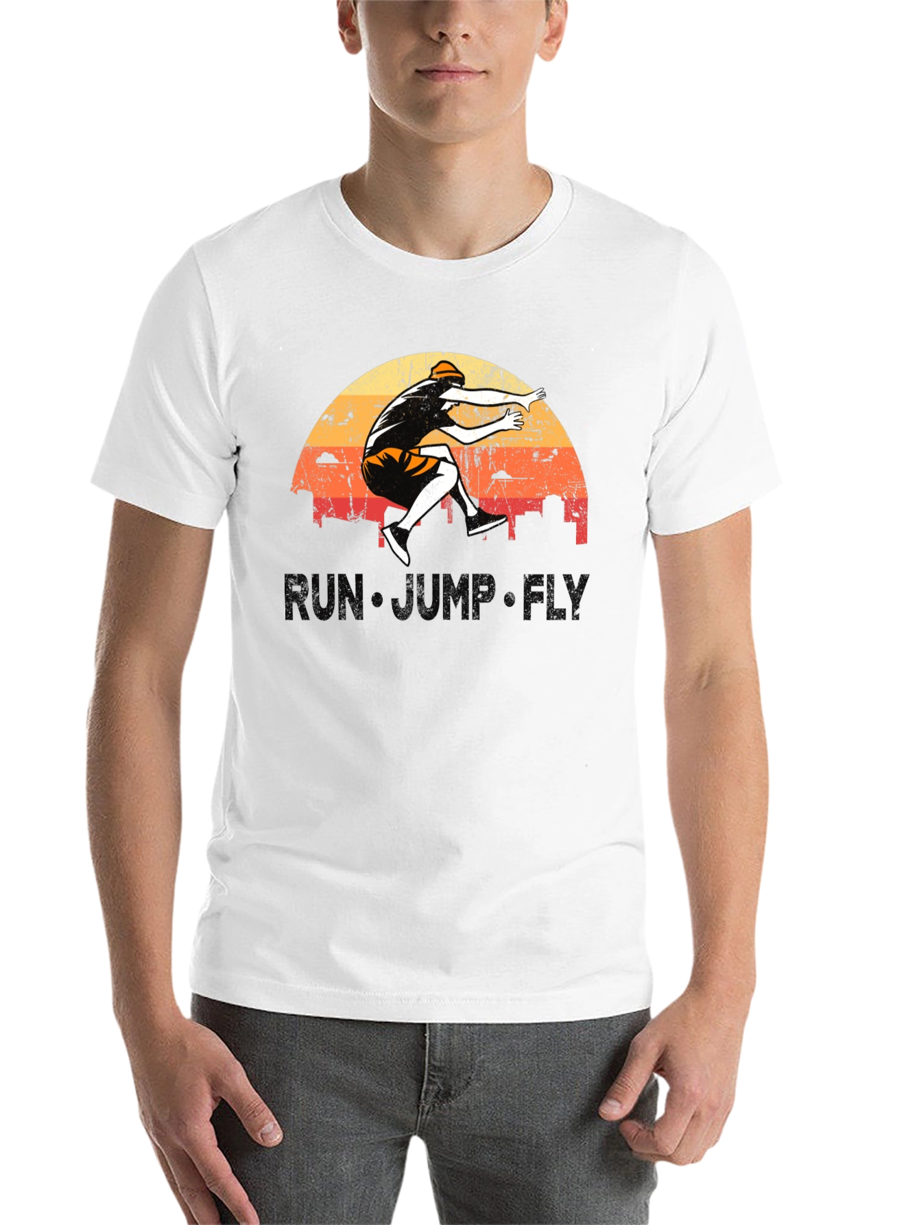 Black Run Jump Fly Graphic Tee - Retro Style view 14