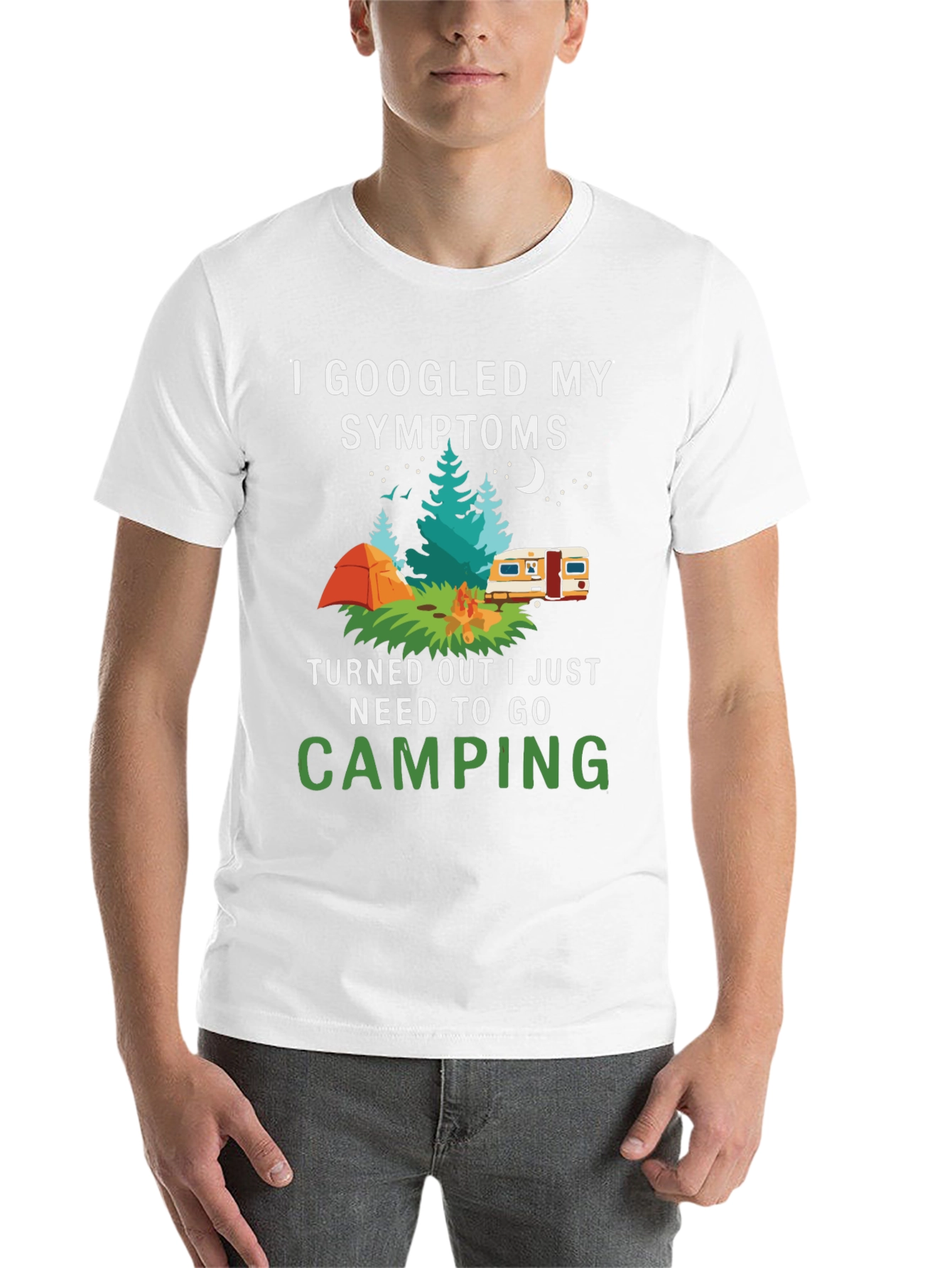 Black Camping Symptoms T-Shirt - Funny Outdoor Apparel view 14