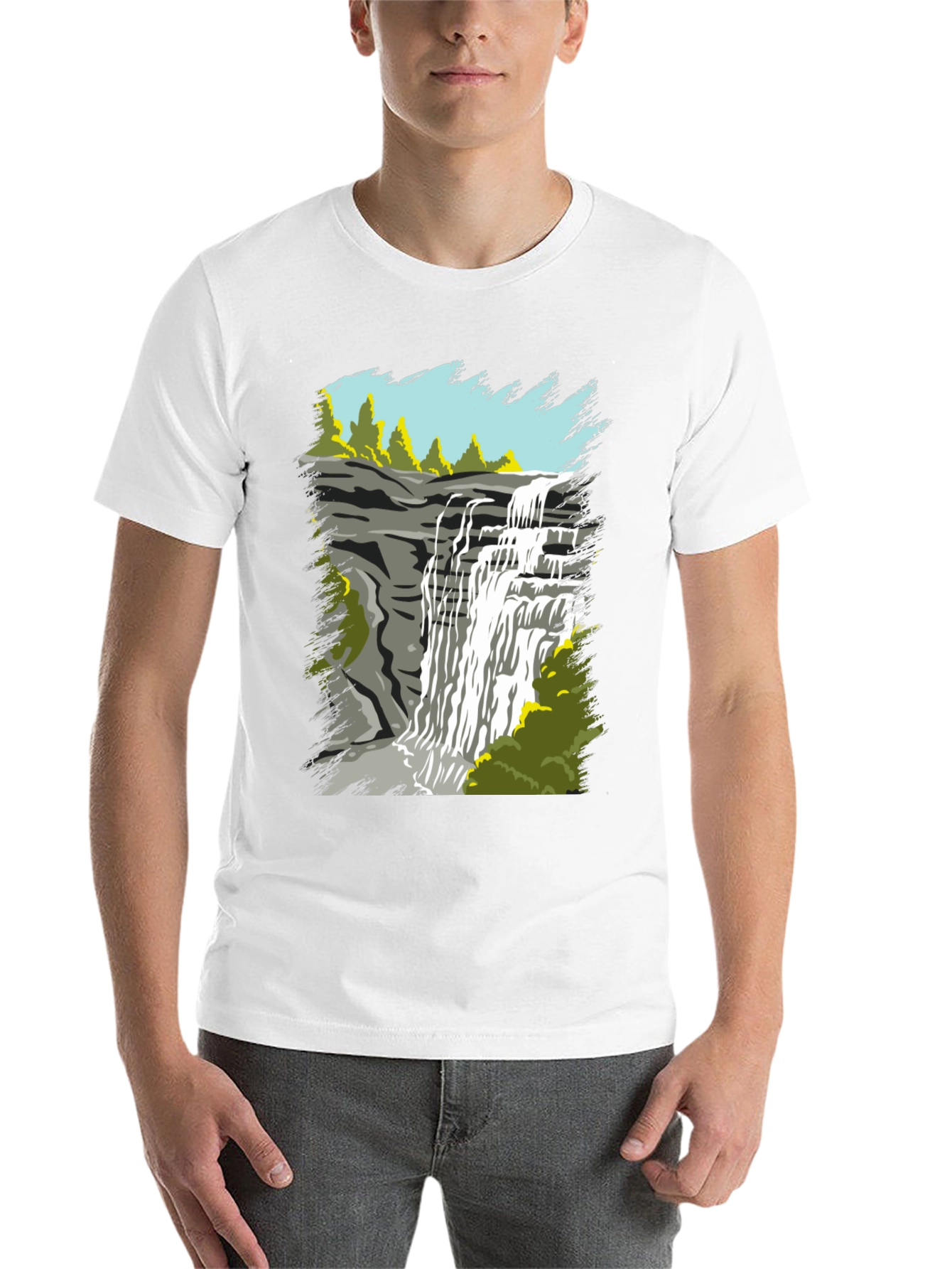Black Waterfall Graphic Tee - Nature Lover's T-Shirt view 14