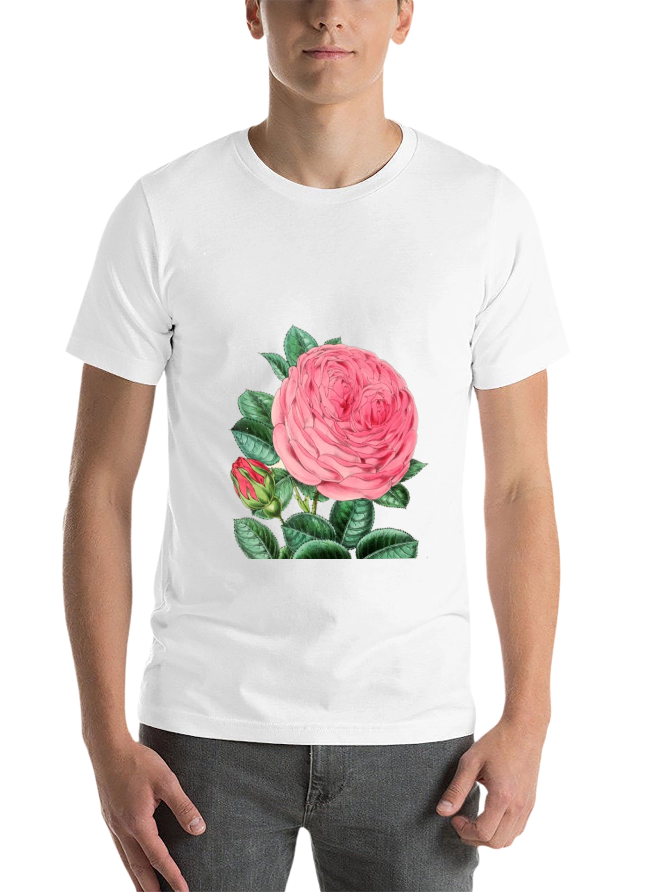 Black Black T-Shirt with Pink Rose Graphic view 14