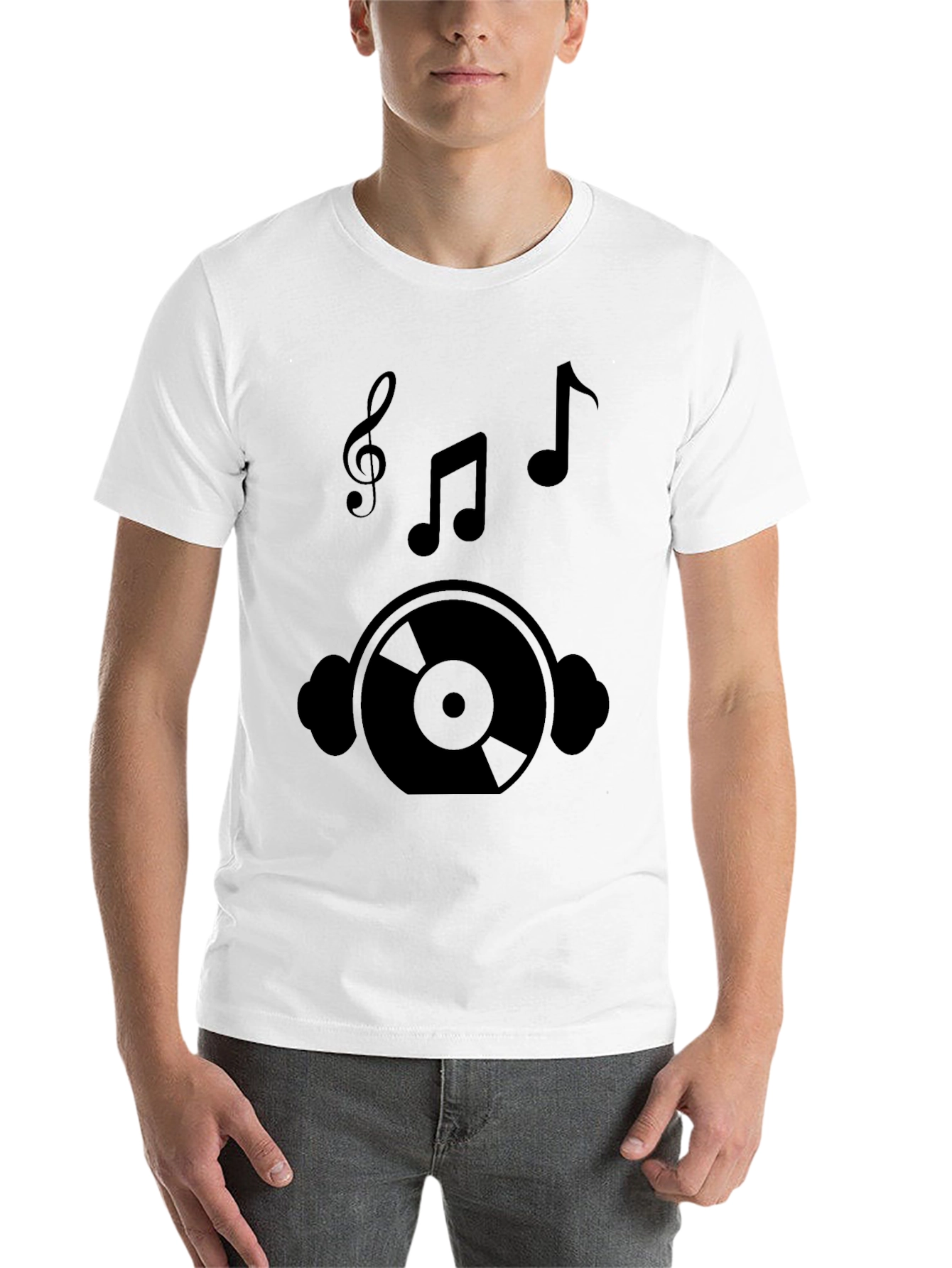 Black Music Lover Graphic Tee - Vinyl Record & Notes Design view 14
