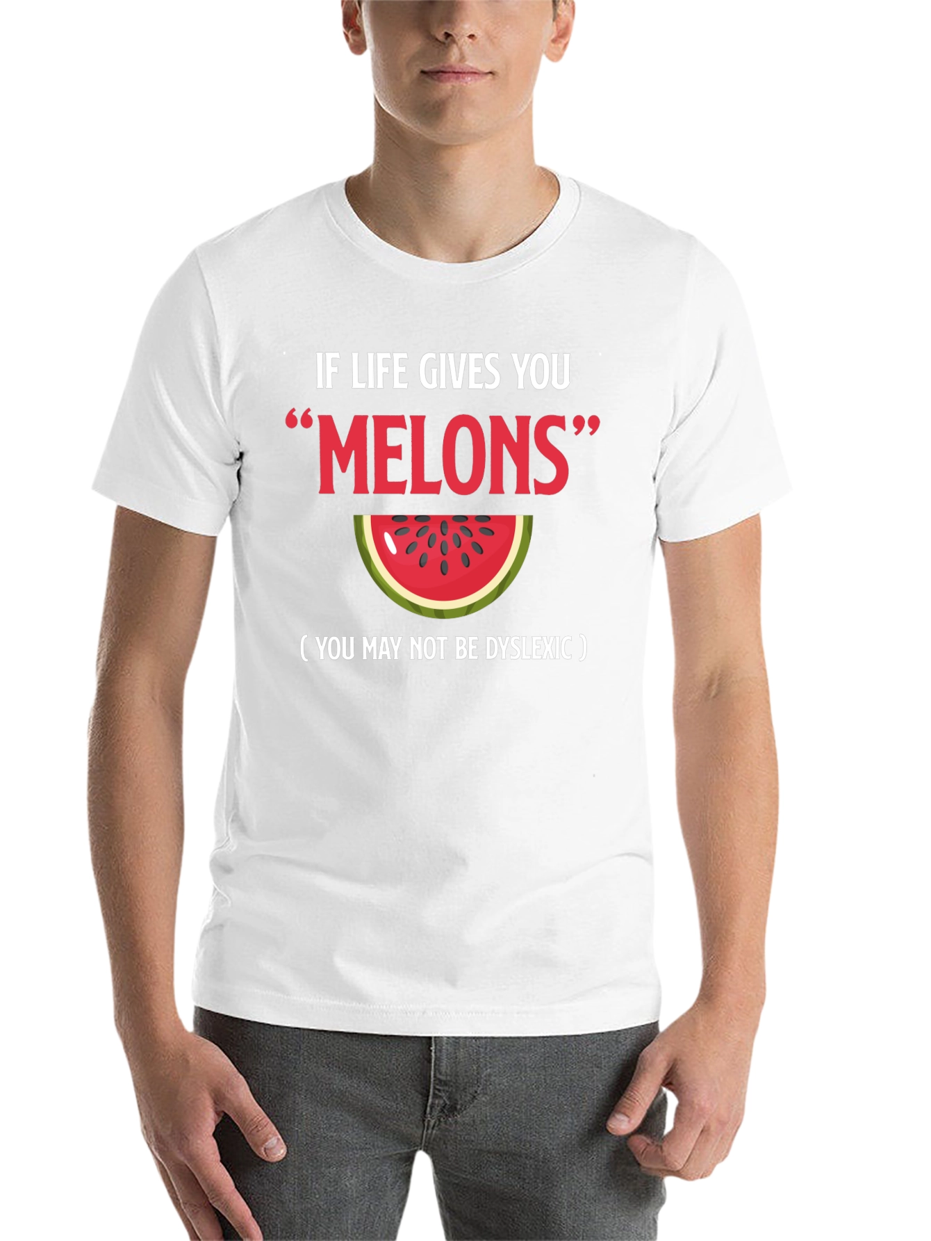 Funny "Melons" Dyslexia Watermelon Graphic Tee - 14