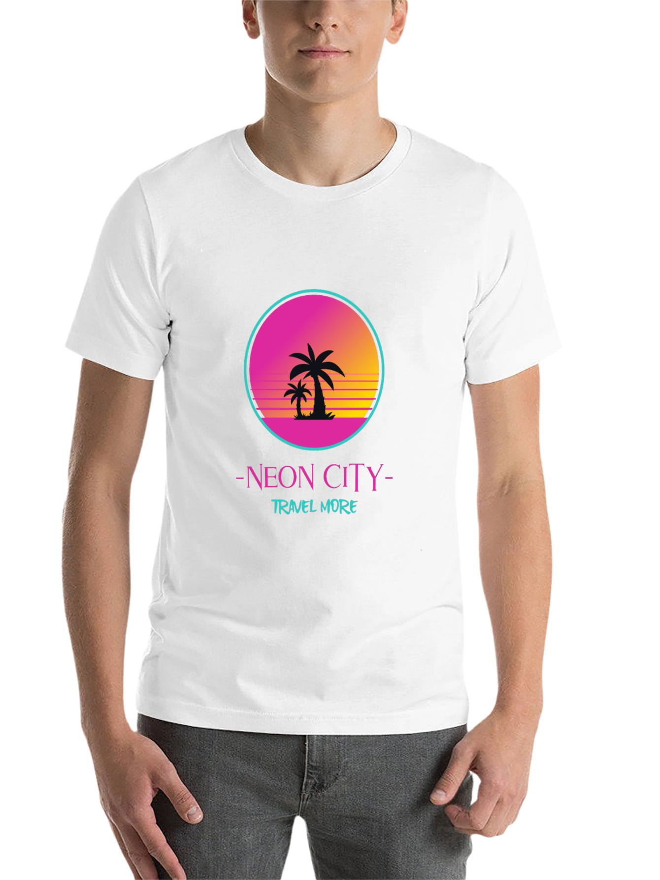 Black Neon City Travel T-Shirt view 14