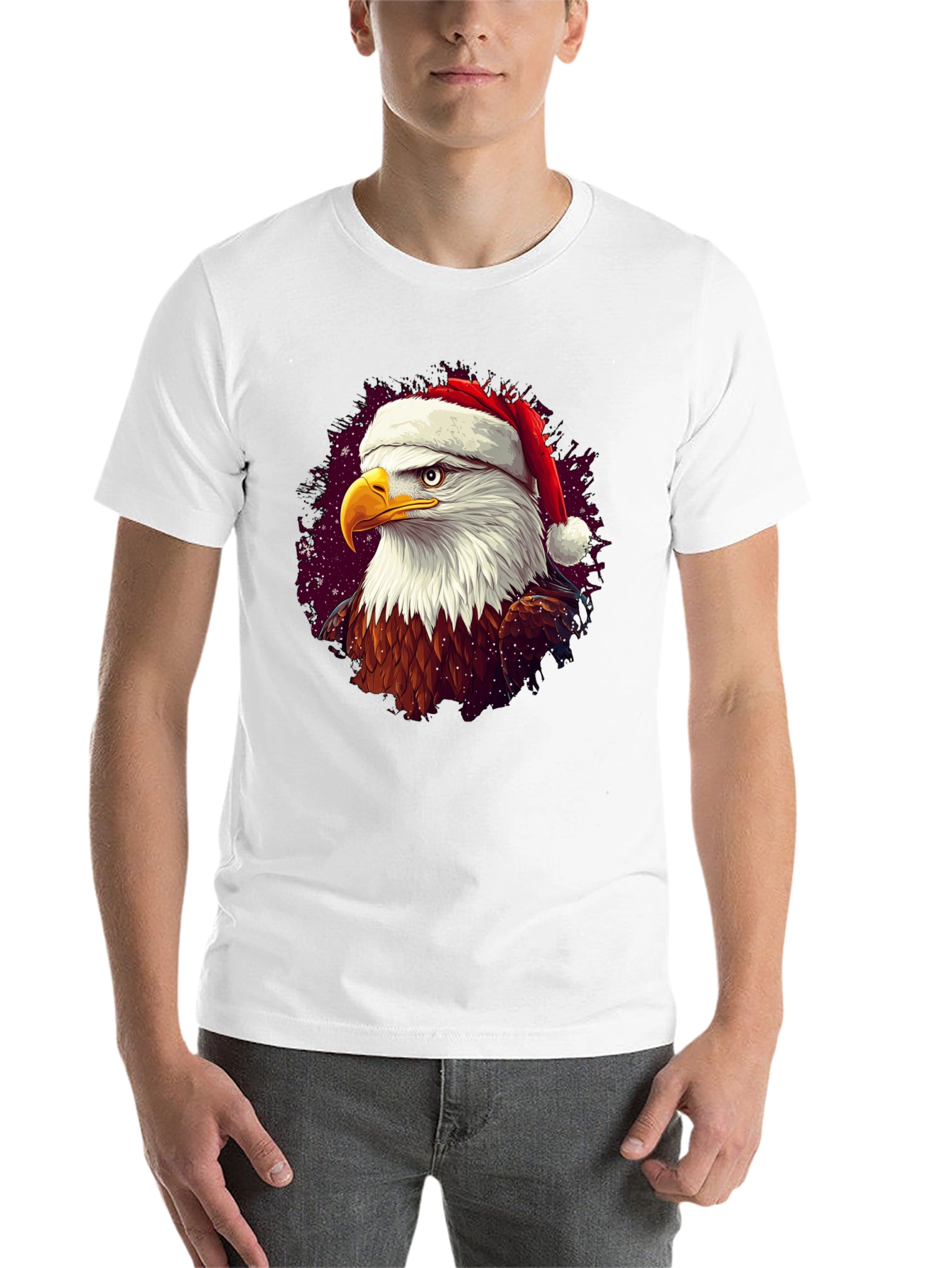 Black Festive Eagle T-Shirt: Christmas Holiday Apparel view 14