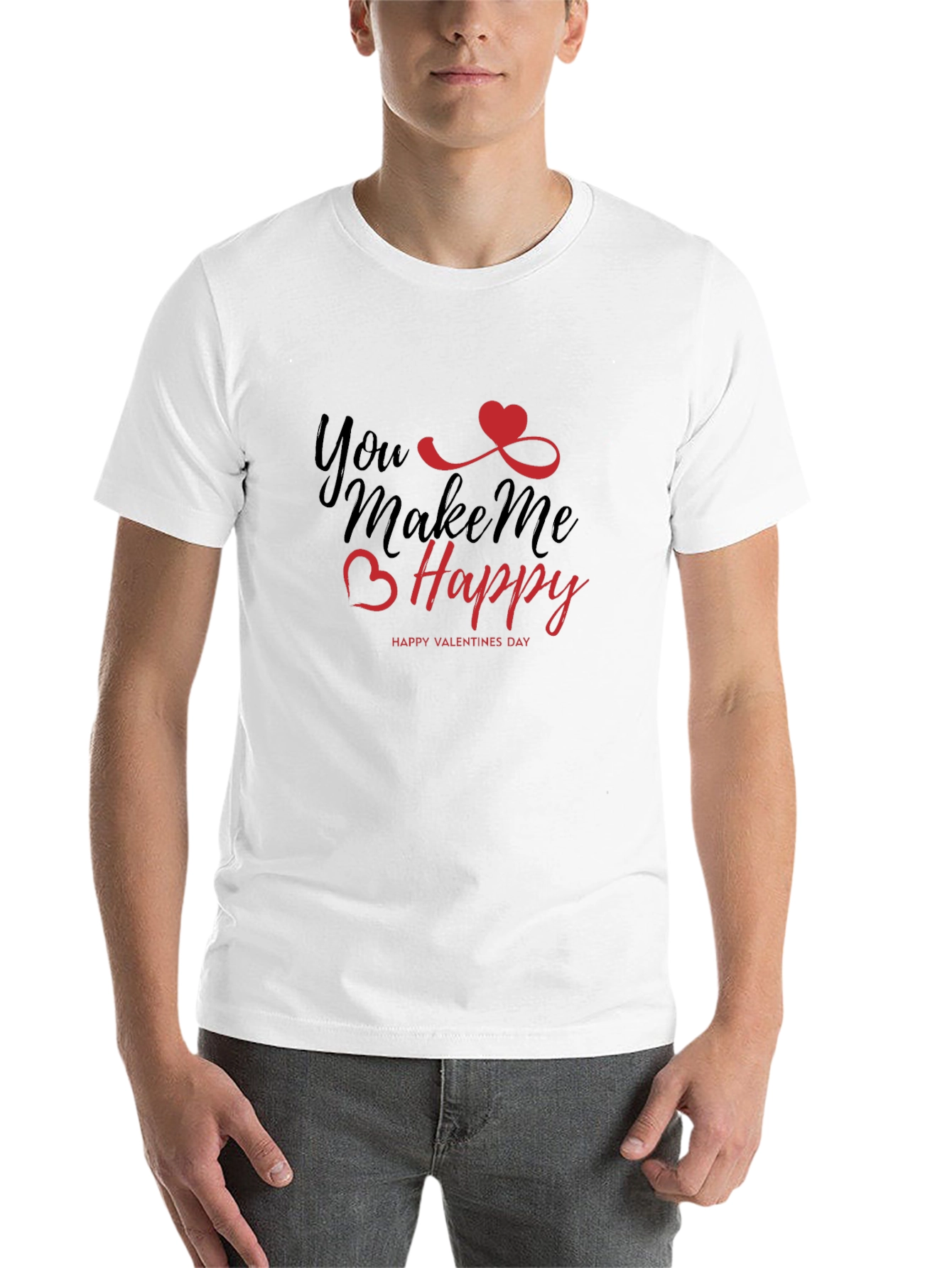 Black You Make Me Happy Valentine's Day T-Shirt view 14