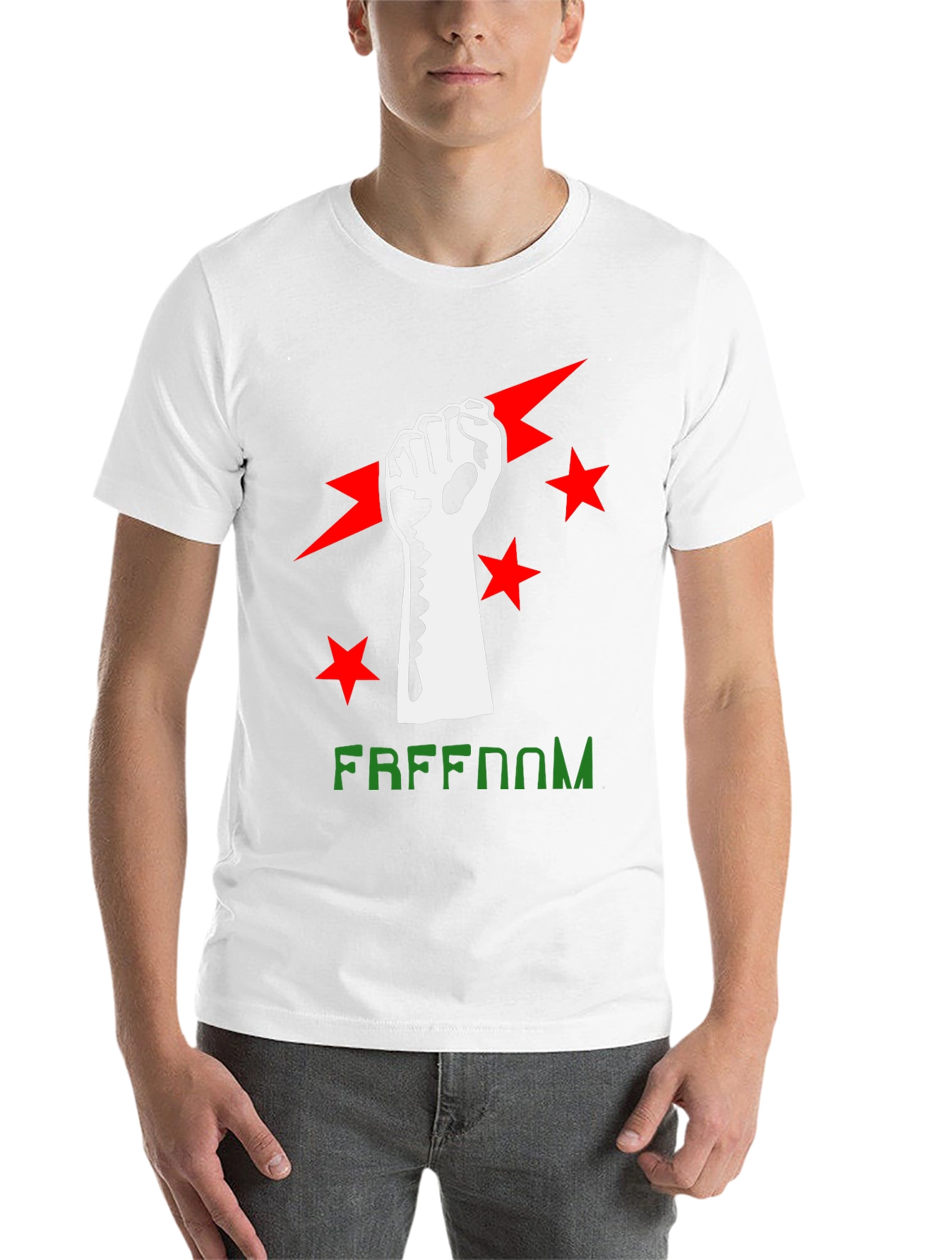 Black Freedom Fist Graphic Tee - Black Cotton Blend view 14