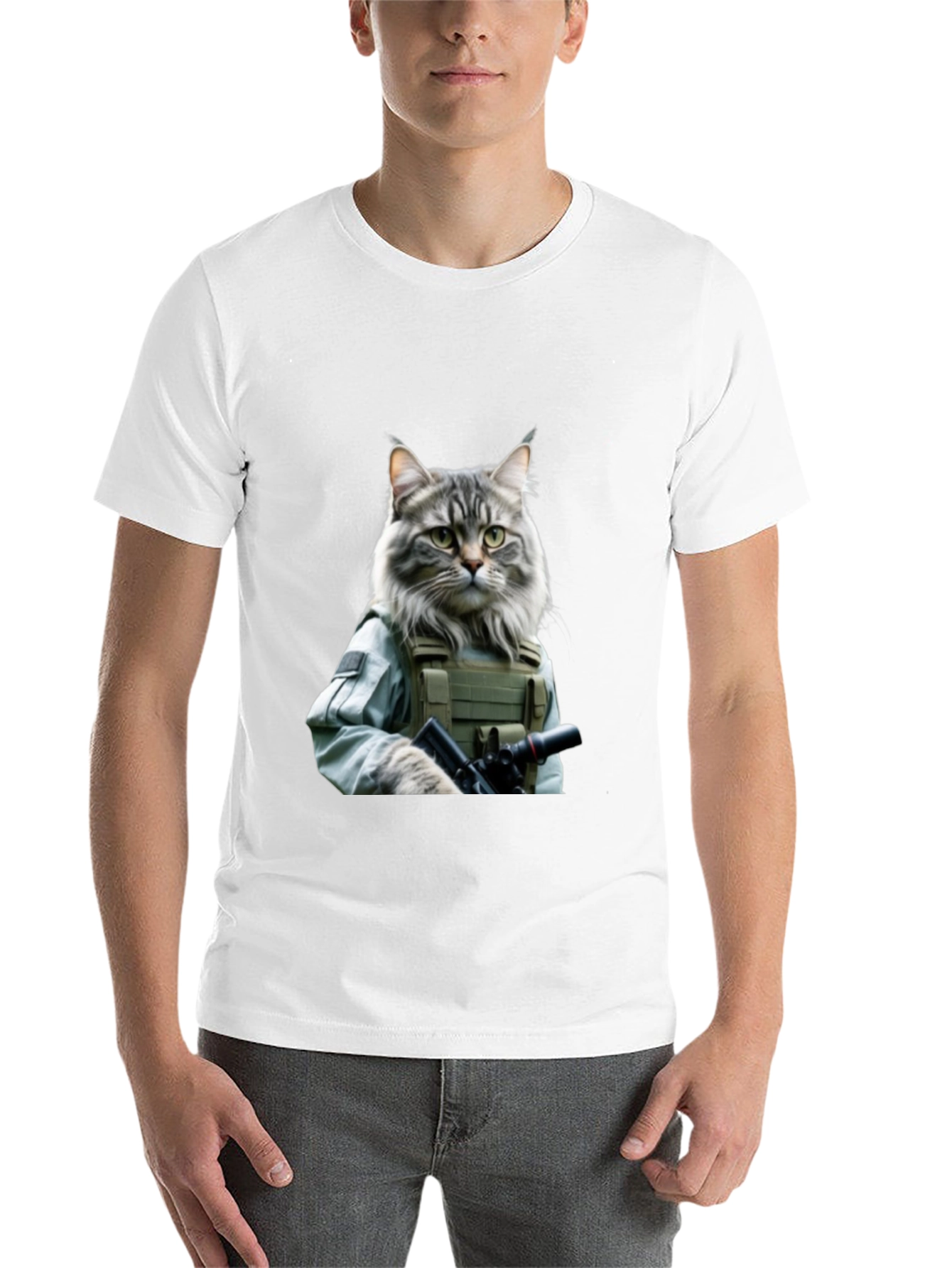 Black Tactical Cat T-Shirt - Military Style view 14