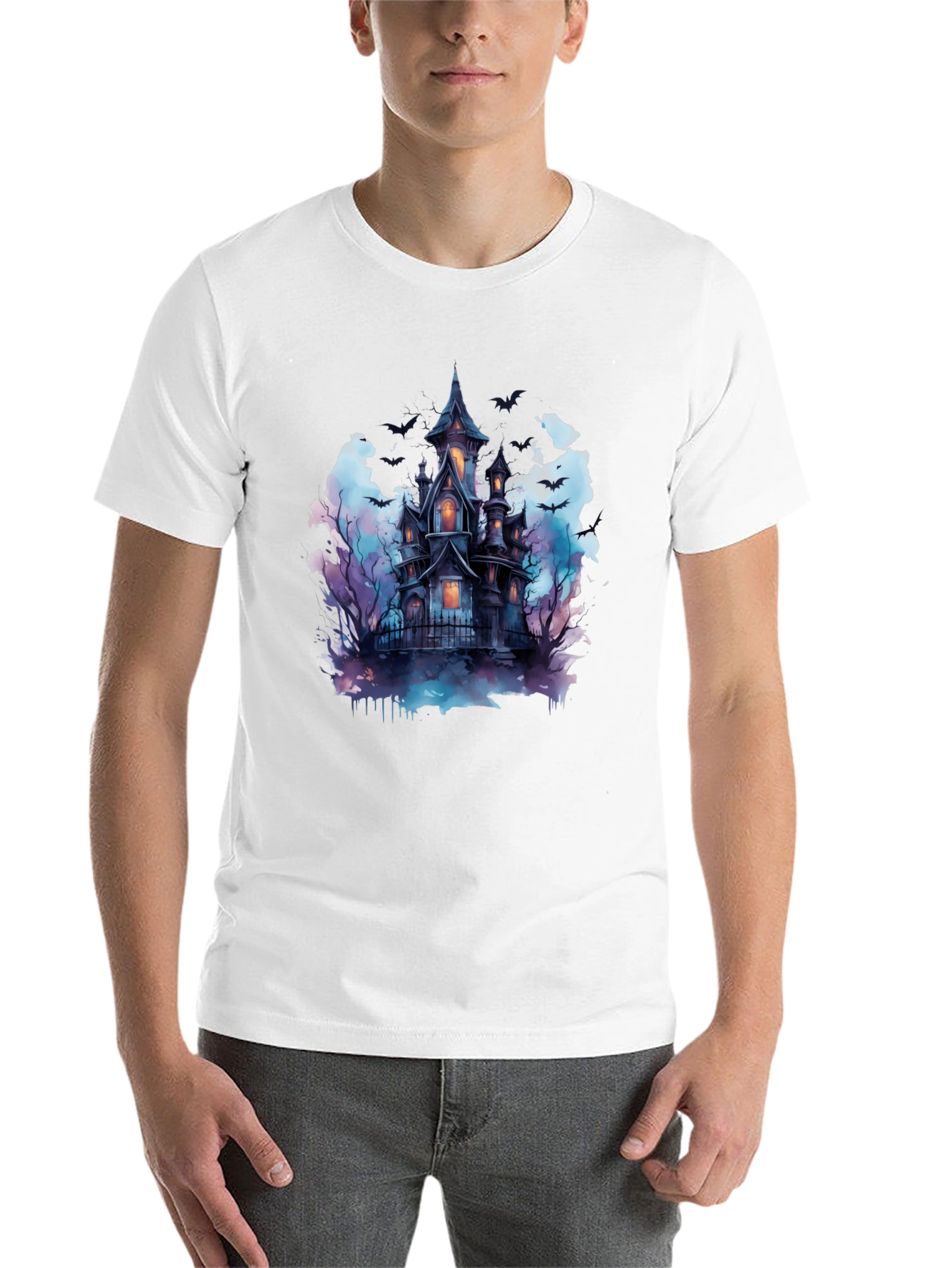 Spooky Haunted House Graphic Tee - Halloween Shirt - 14