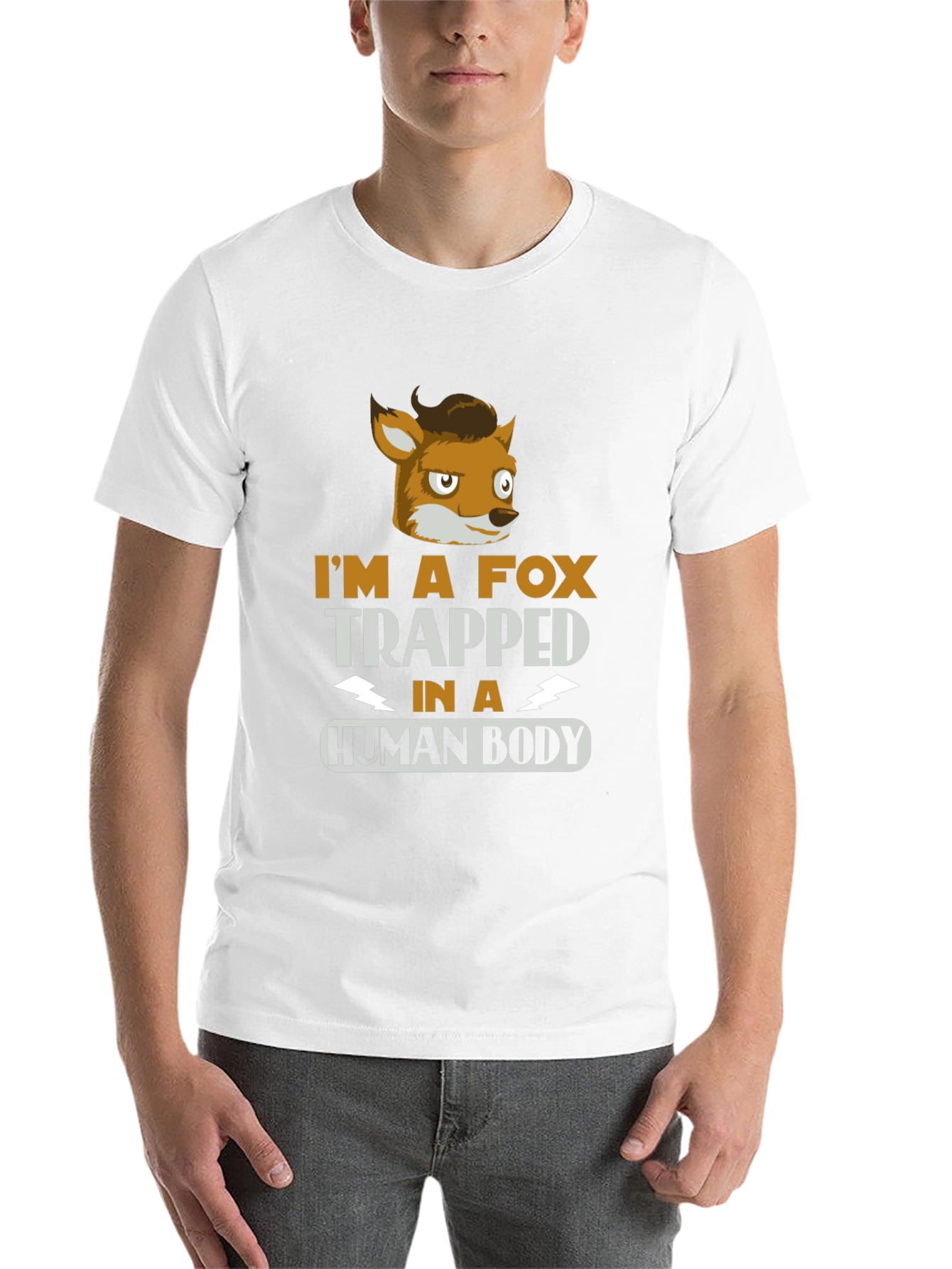Black I'm A Fox Trapped in a Human Body T-Shirt view 14