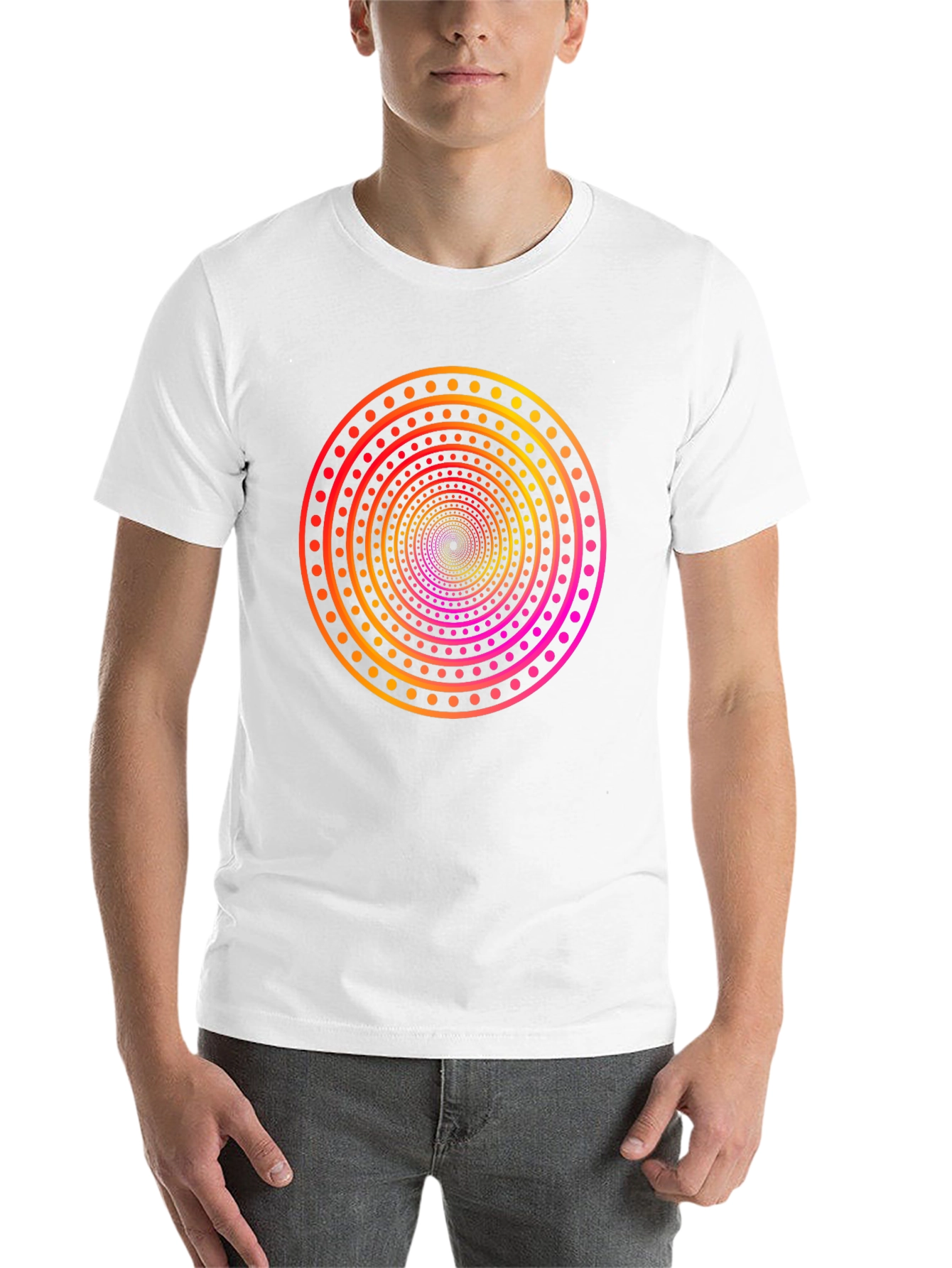 Black Hypnotic Circle Tee - Gradient Dot Pattern view 14