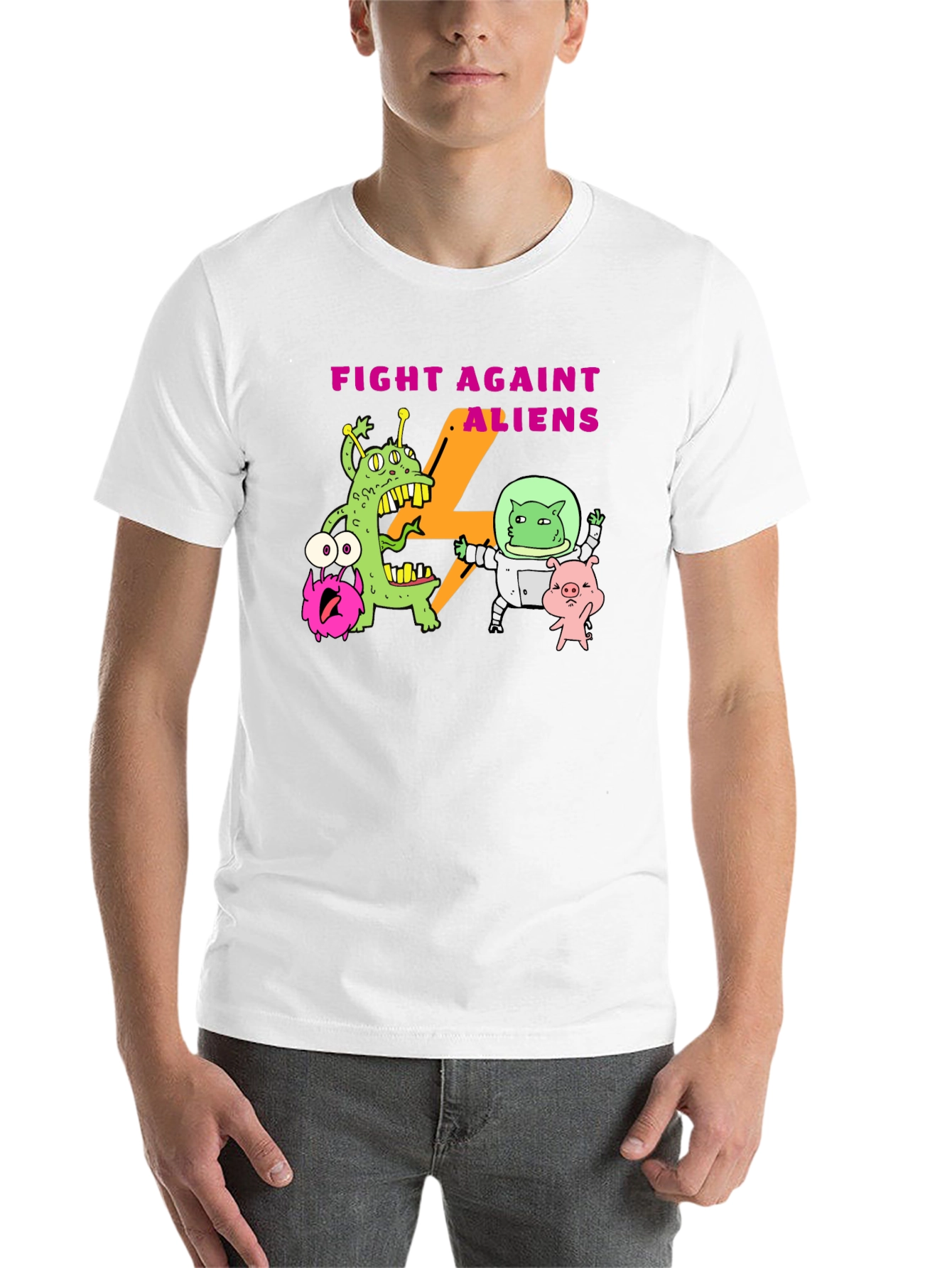 Black Fight Against Aliens Graphic T-Shirt - Black view 14
