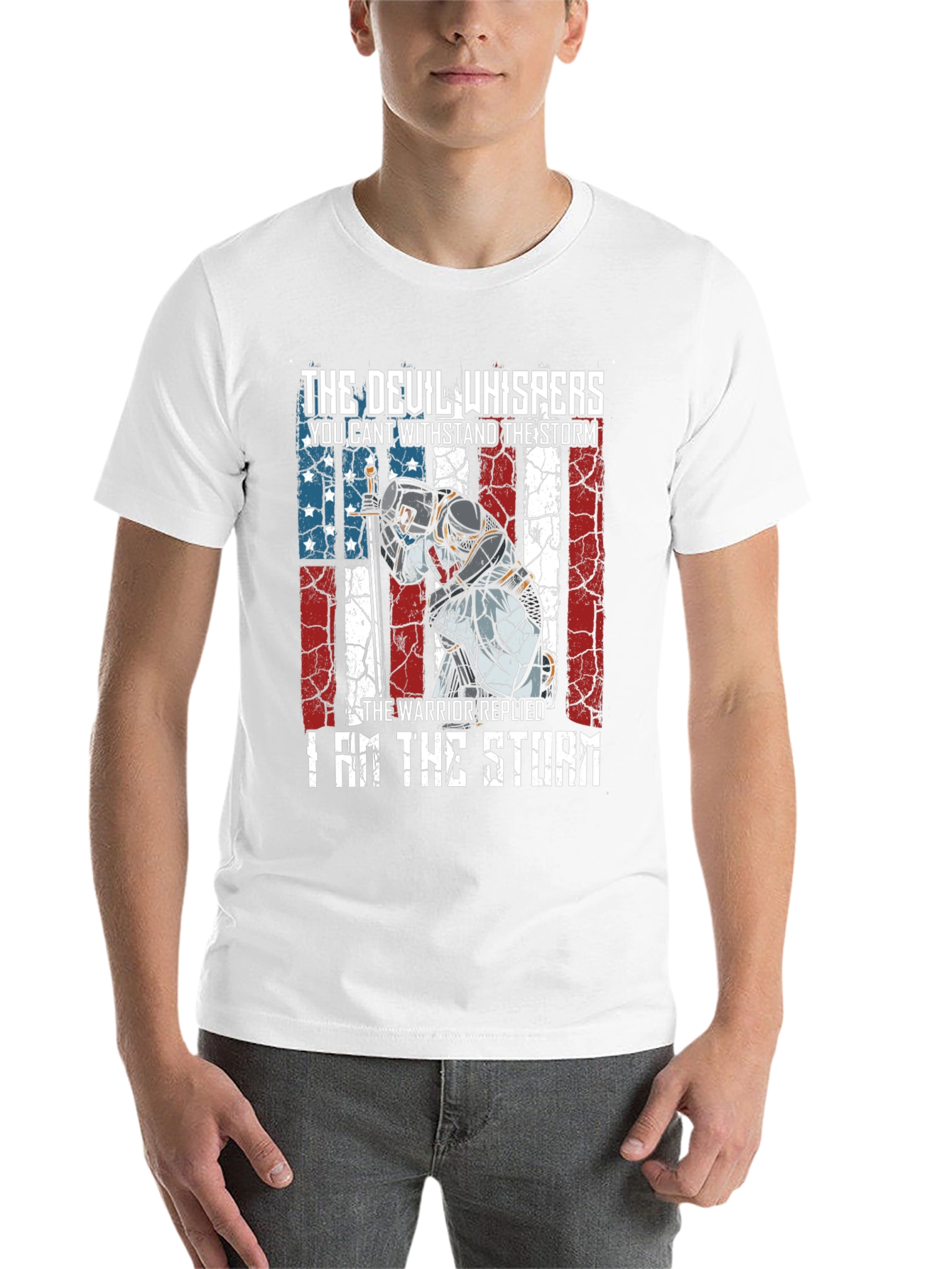 Black Warrior Storm T-Shirt - Patriotic Knight Design view 14
