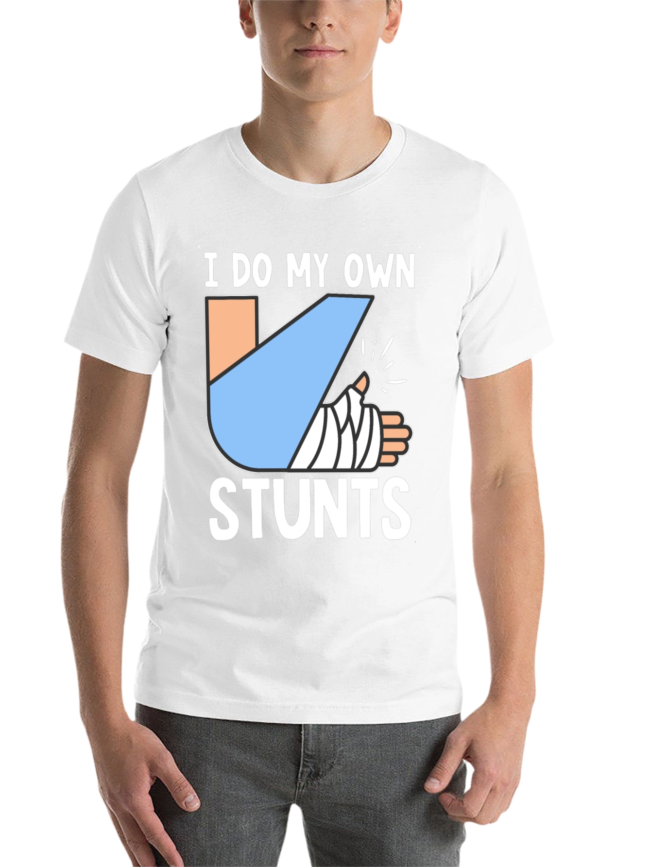 Black I Do My Own Stunts Funny Broken Arm T-Shirt view 14