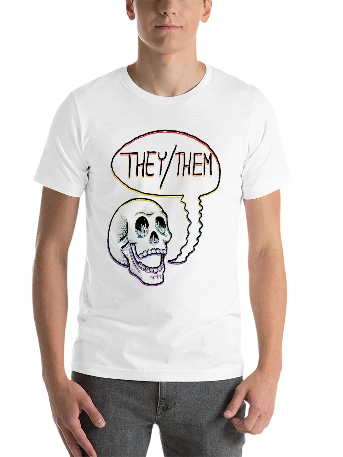 Black THEY/THEM Skull Graphic Tee - Pride & Empowerment view 14