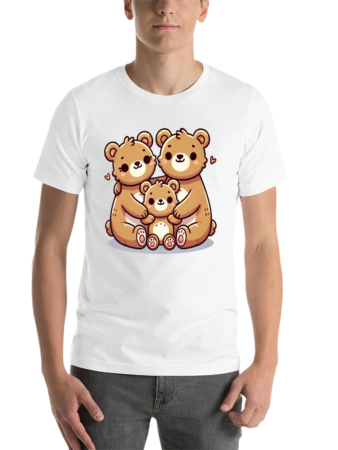 Black Cute Bear Family Graphic Tee - Black view 14
