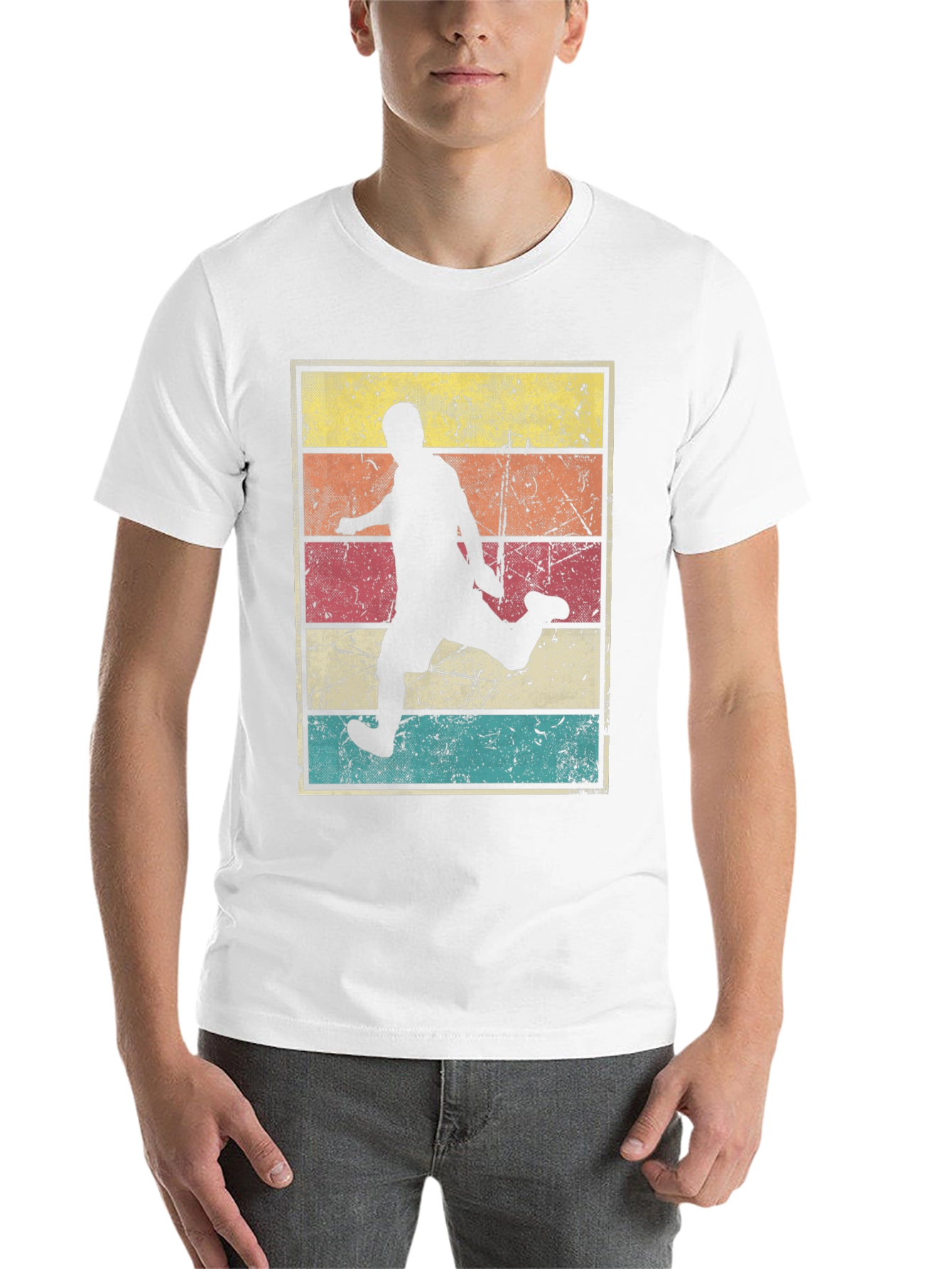 Black Retro Soccer Player Graphic T-Shirt view 14