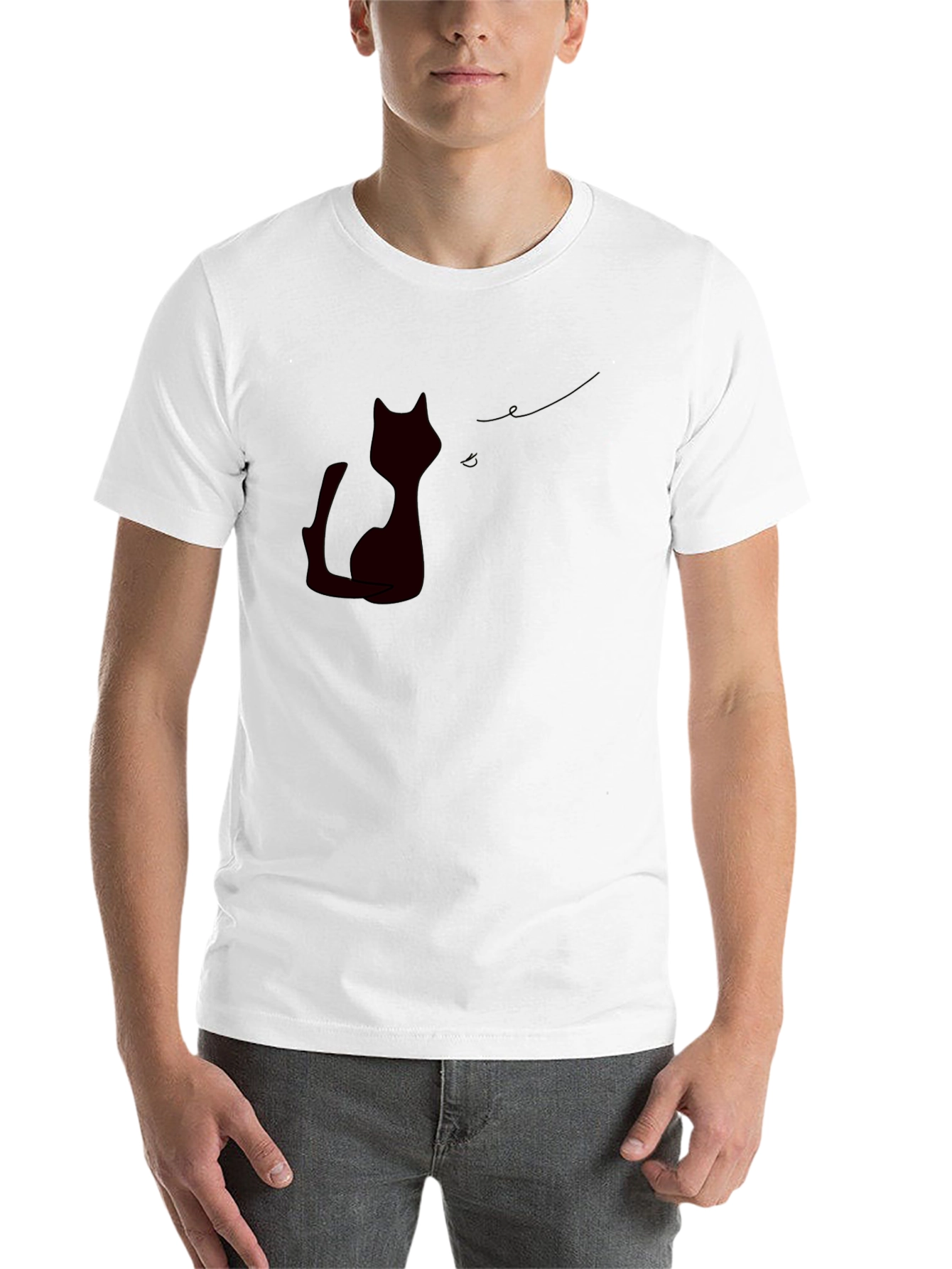 Black Black Cat Silhouette Tee - Modern, Stylish Casual Wear view 14