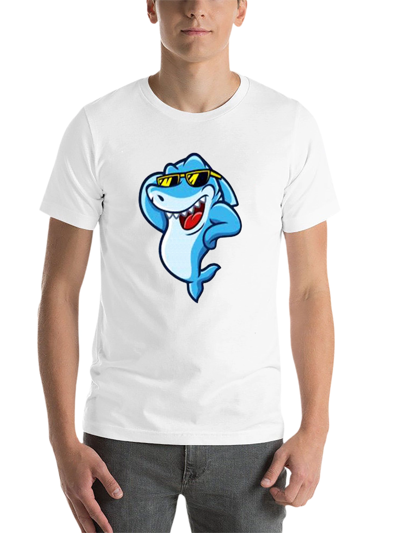 Cool Shark Graphic Tee - Black Cotton T-Shirt - 14